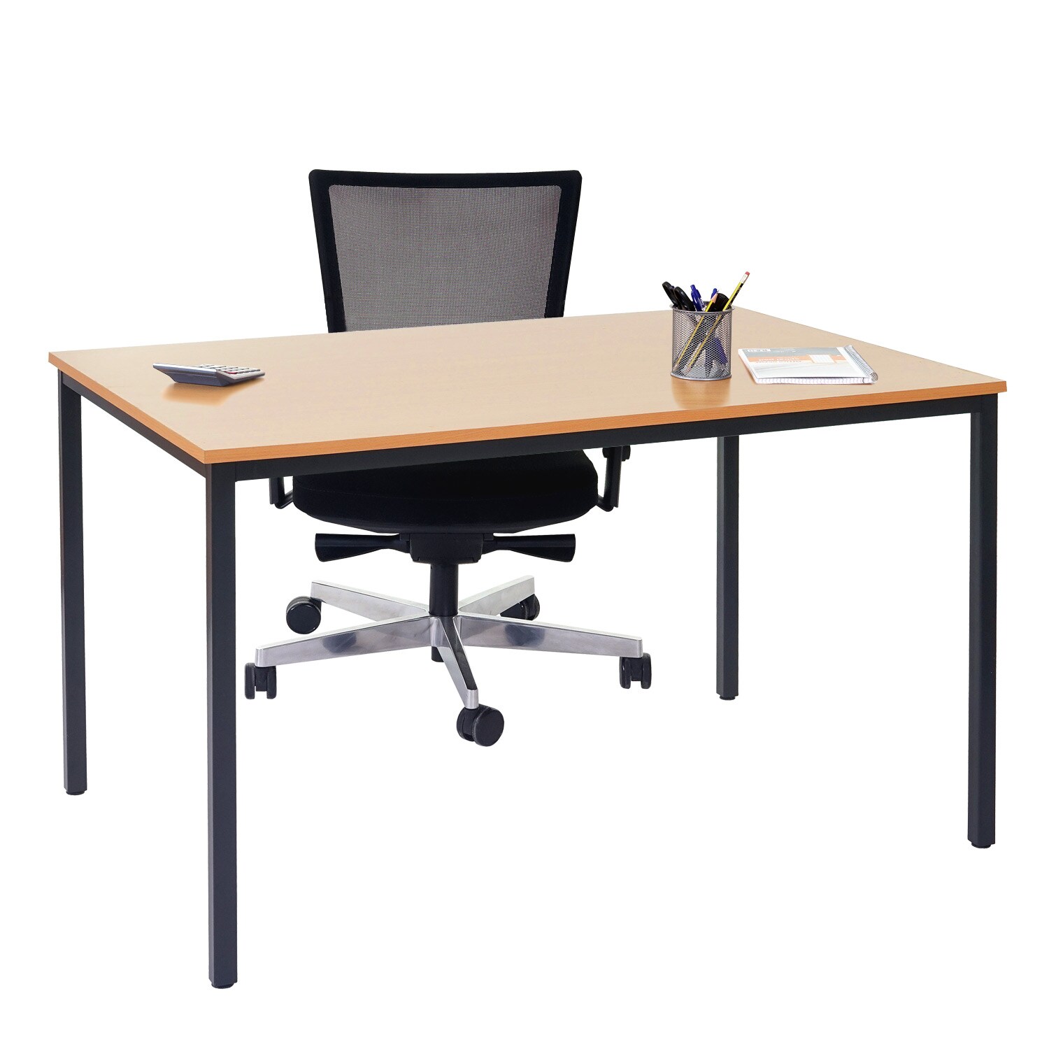 Schreibtisch Petrila, Konferenztisch Bürotisch Seminartisch, 120x80cm MDF ~ Buche-Optik