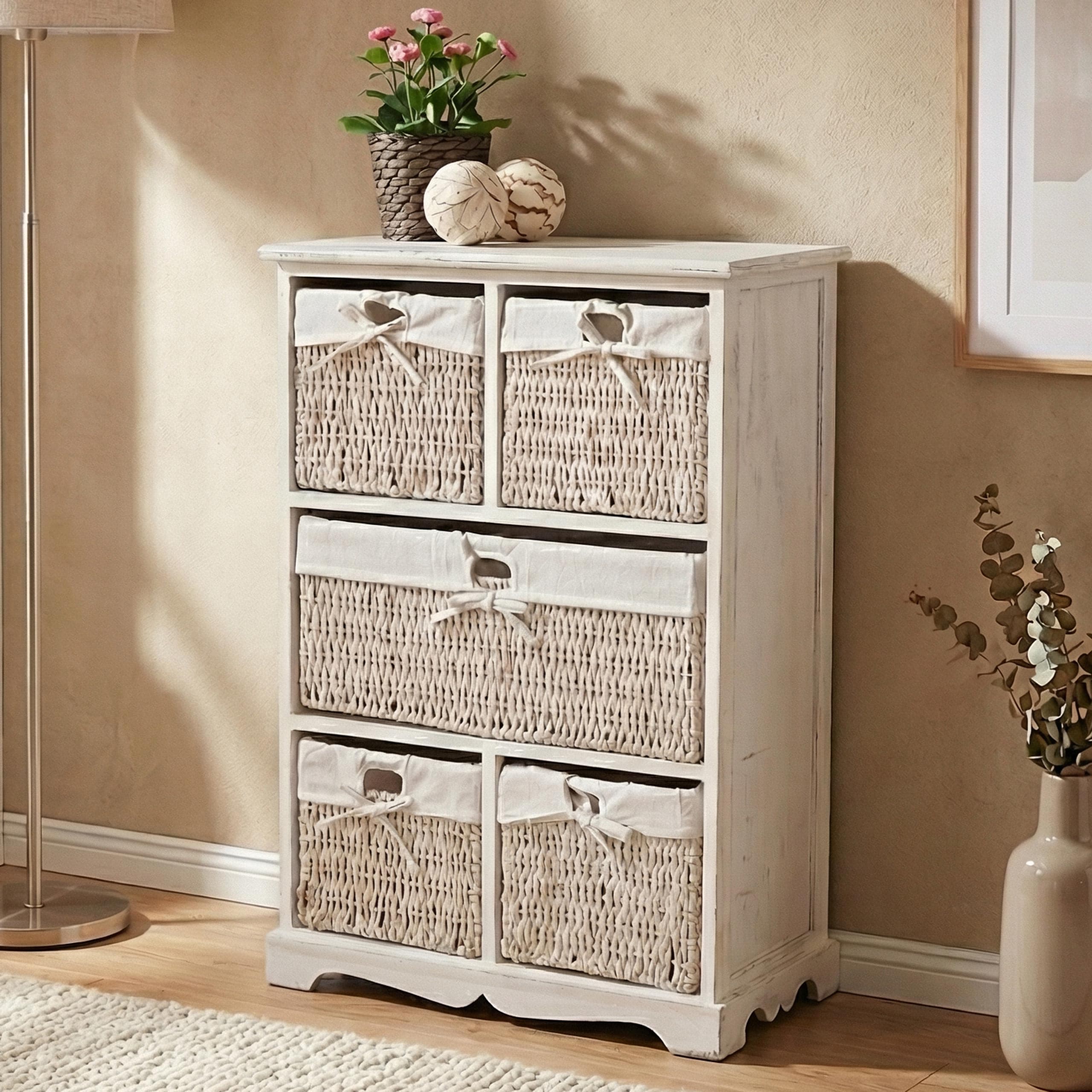 Kommode Derby, Schubladenschrank, Shabby-Look Vintage 90x60x30cm, wei&szlig; - Bild 1