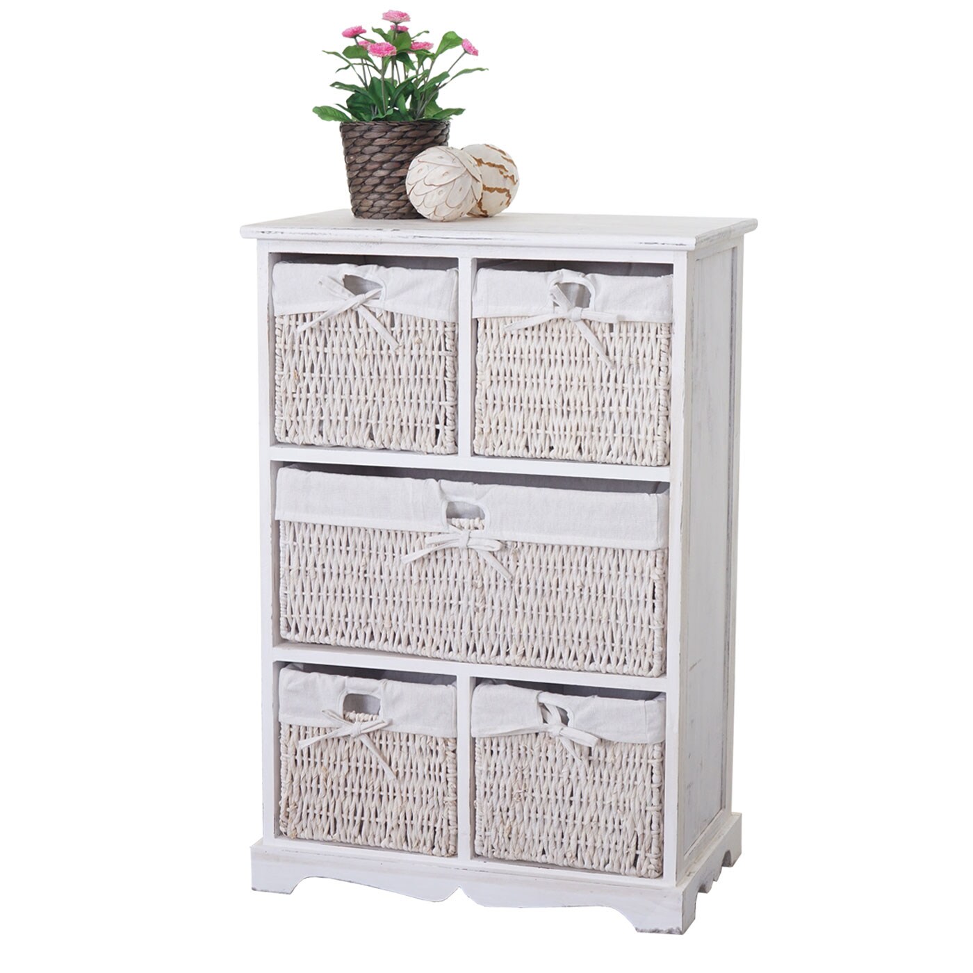 Kommode Derby, Schubladenschrank, Shabby-Look Vintage 90x60x30cm, weiß | 04057651141398