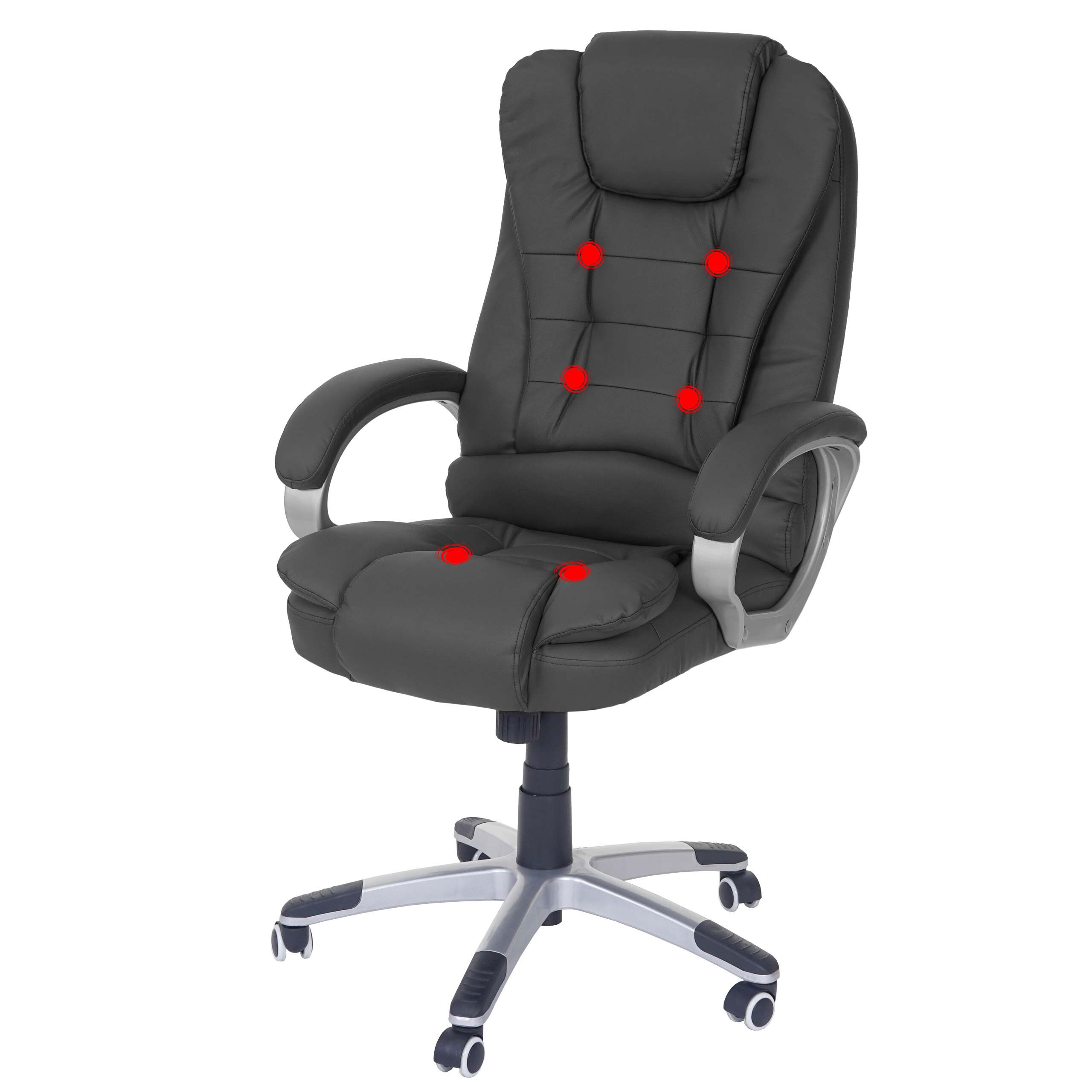 Massage-B&uuml;rostuhl Blackpool, Massagestuhl Drehstuhl Chefsessel, Kunstleder ~ schwarz - Bild 1