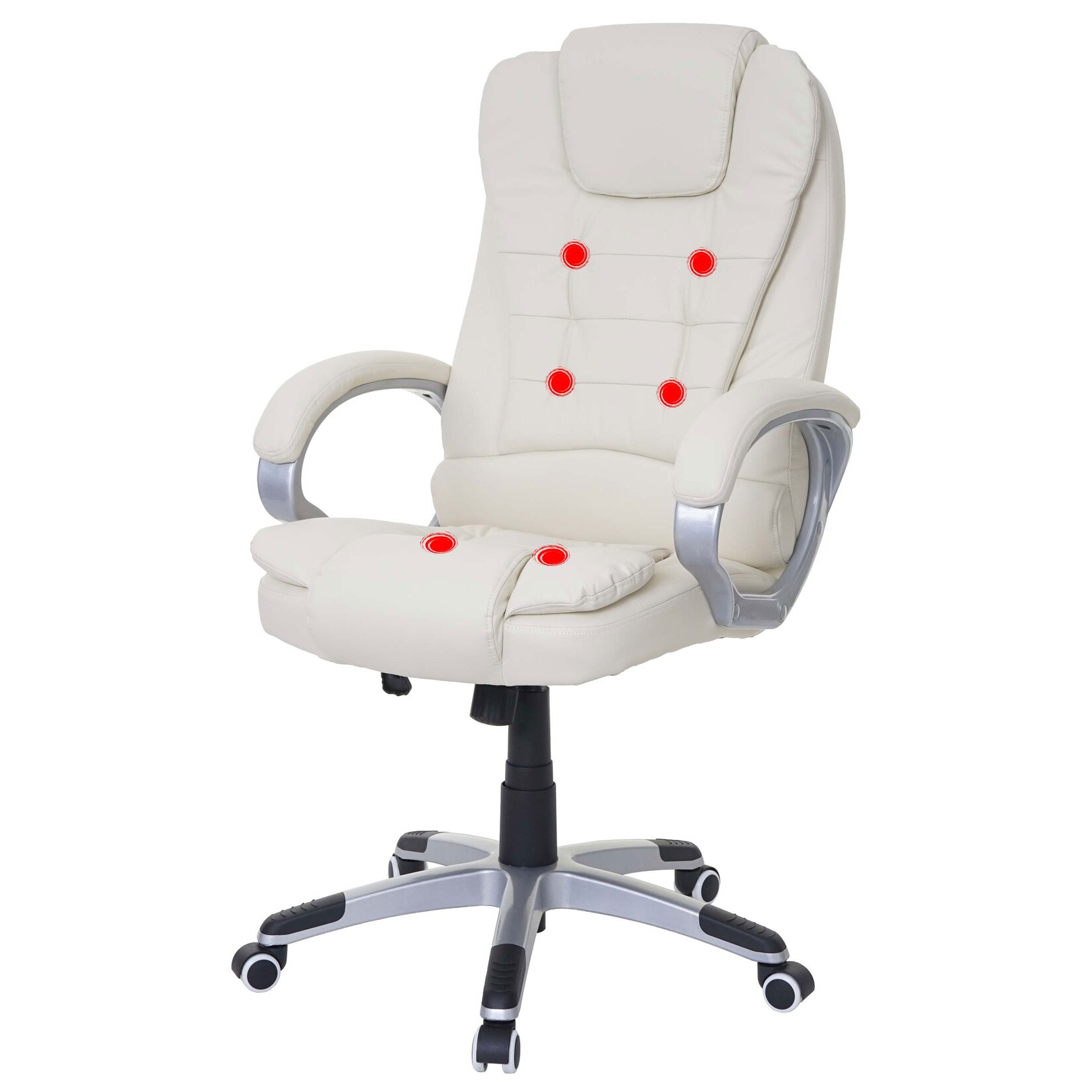 MCW Massage-Bürostuhl Blackpool, Massagestuhl Drehstuhl Chefsessel, Kunstleder ~ creme