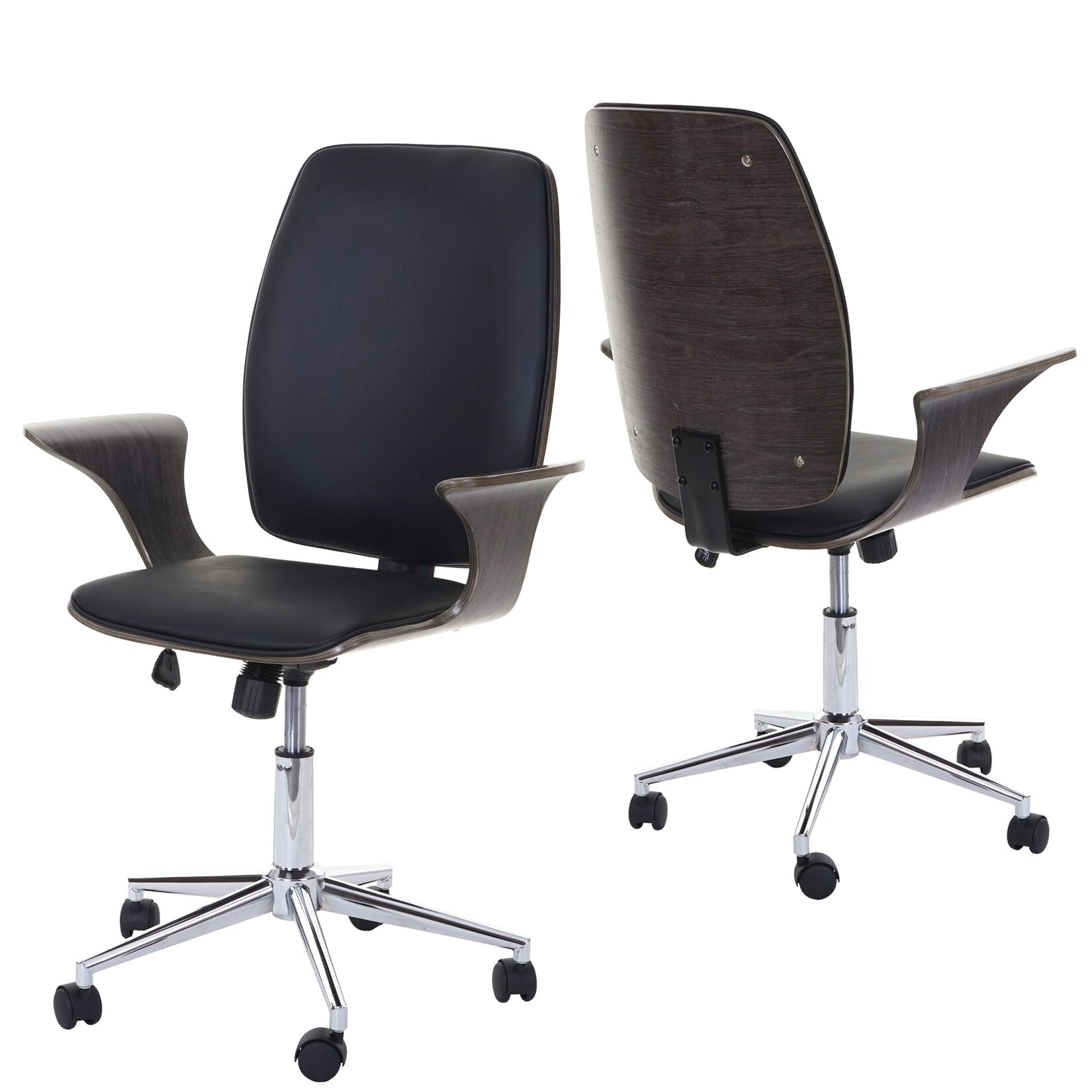 Bürostuhl MCW-C54, Chefsessel Drehstuhl, Bugholz Kunstleder ~ Grau, Sitzfläche schwarz