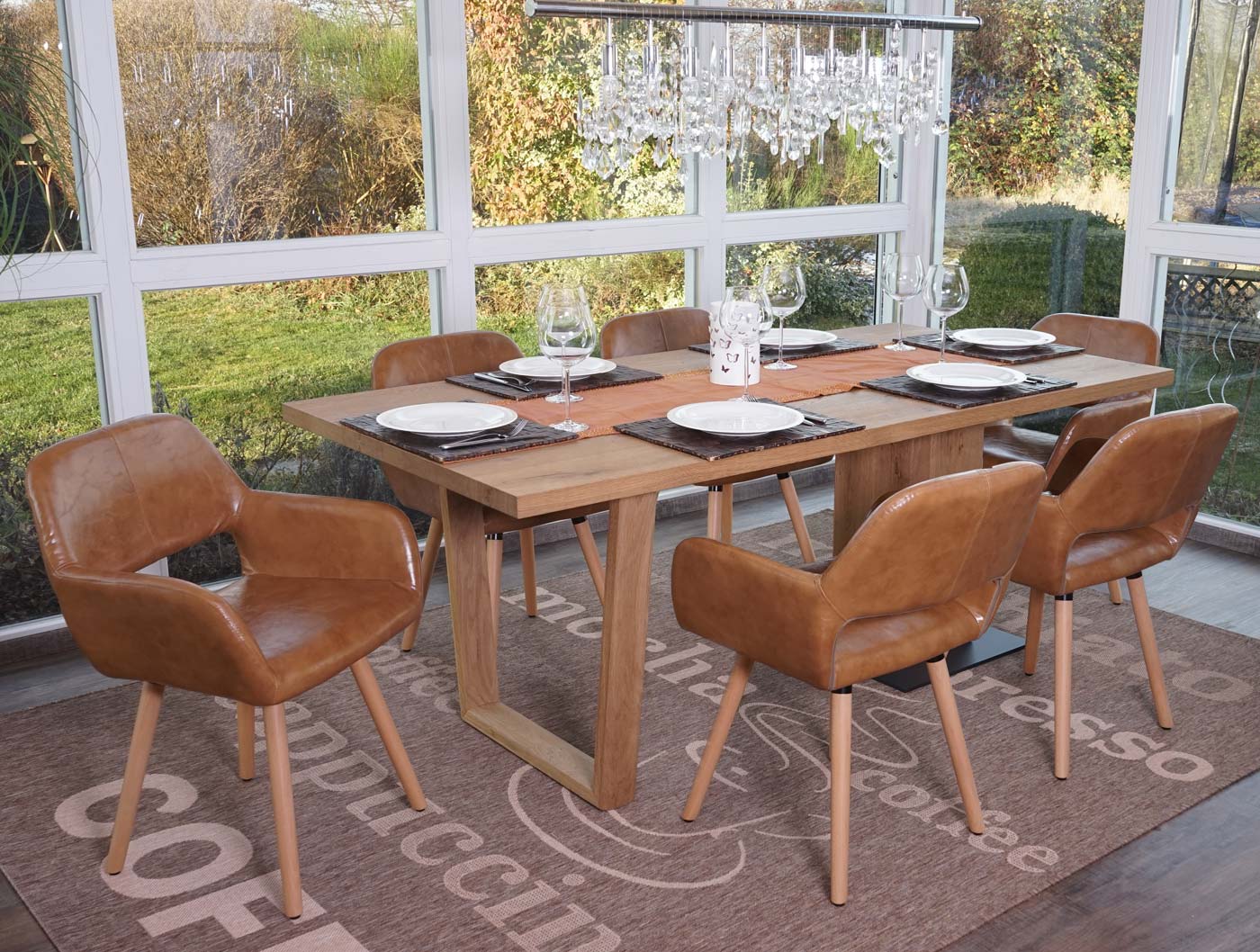 6er-Set Esszimmerstuhl MCW-A50 II, Stuhl K&uuml;chenstuhl, Retro 50er Jahre Design ~ Kunstleder, Wildlederimitat, helle Beine - Bild 1