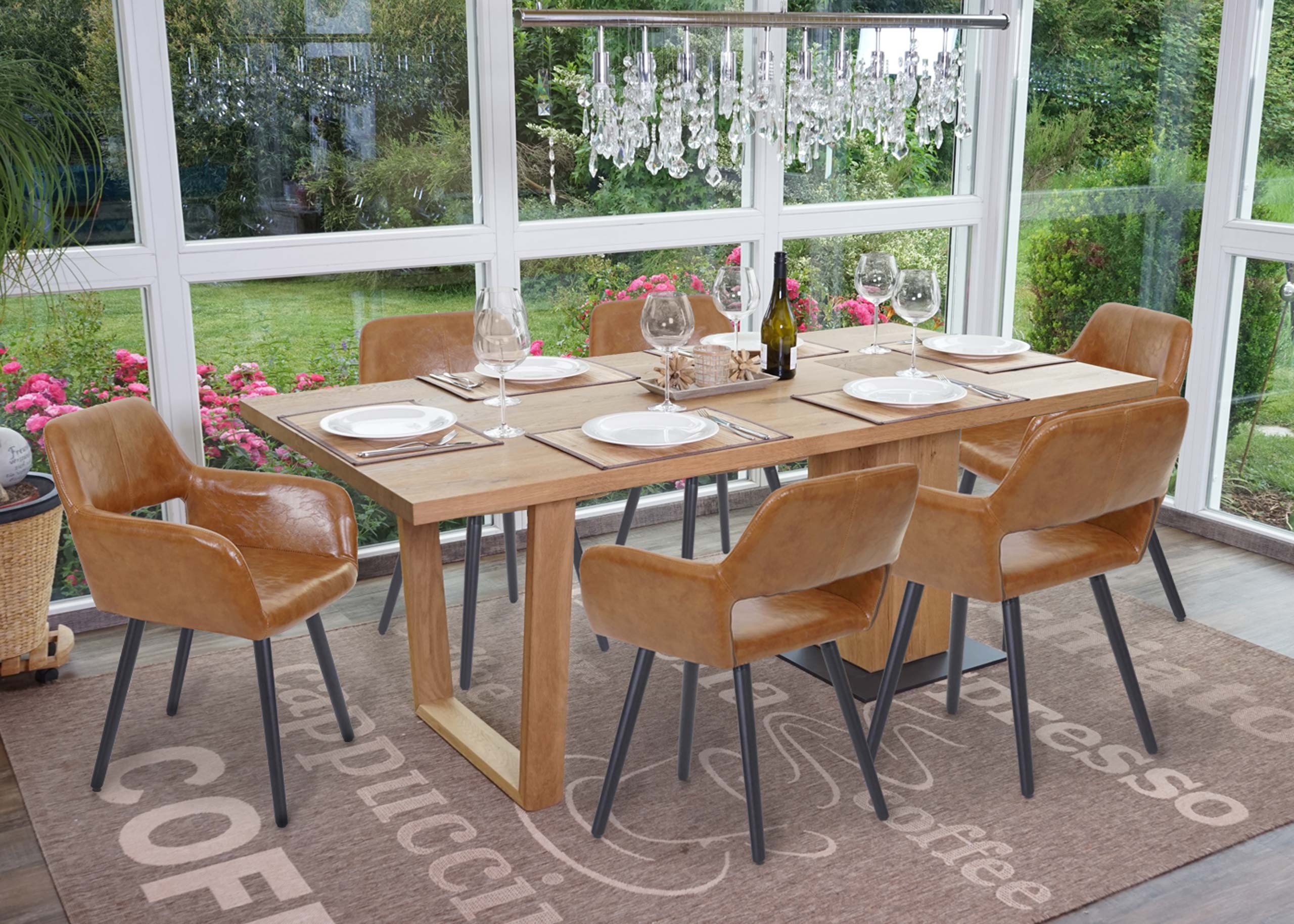 6er-Set Esszimmerstuhl MCW-A50 II, Stuhl K&uuml;chenstuhl, Retro 50er Jahre Design ~ Kunstleder, Wildlederimitat, dunkle Beine - Bild 1