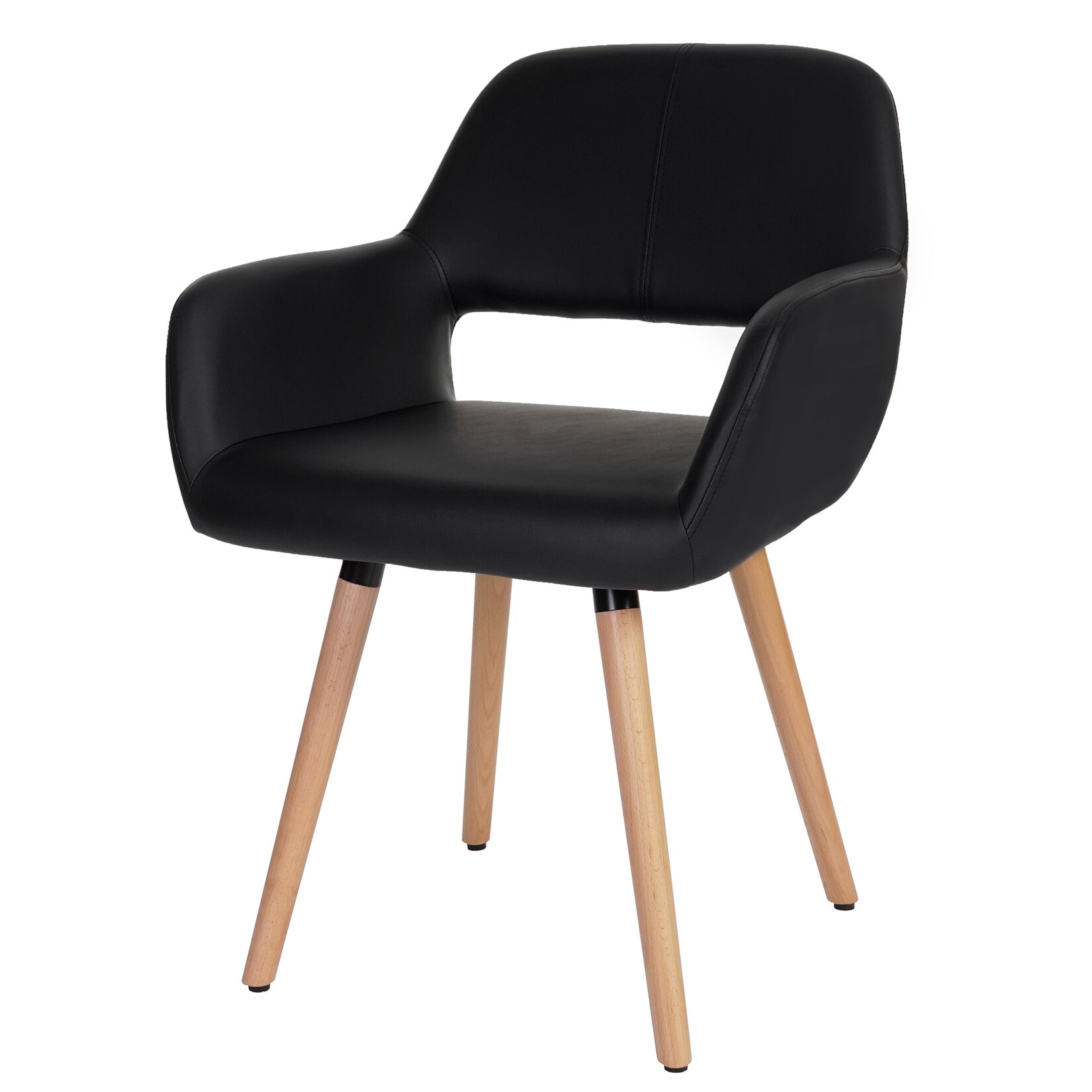 Esszimmerstuhl MCW-A50 II, Stuhl Küchenstuhl, Retro 50er Jahre Design ~ Kunstleder, schwarz