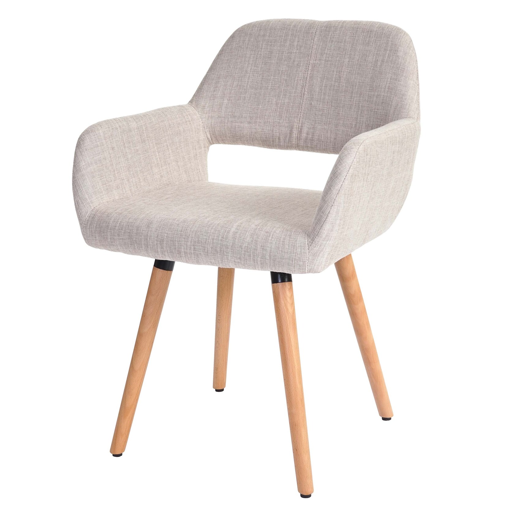 Esszimmerstuhl MCW-A50 II, Stuhl Küchenstuhl, Retro 50er Jahre Design ~ Textil, creme/grau