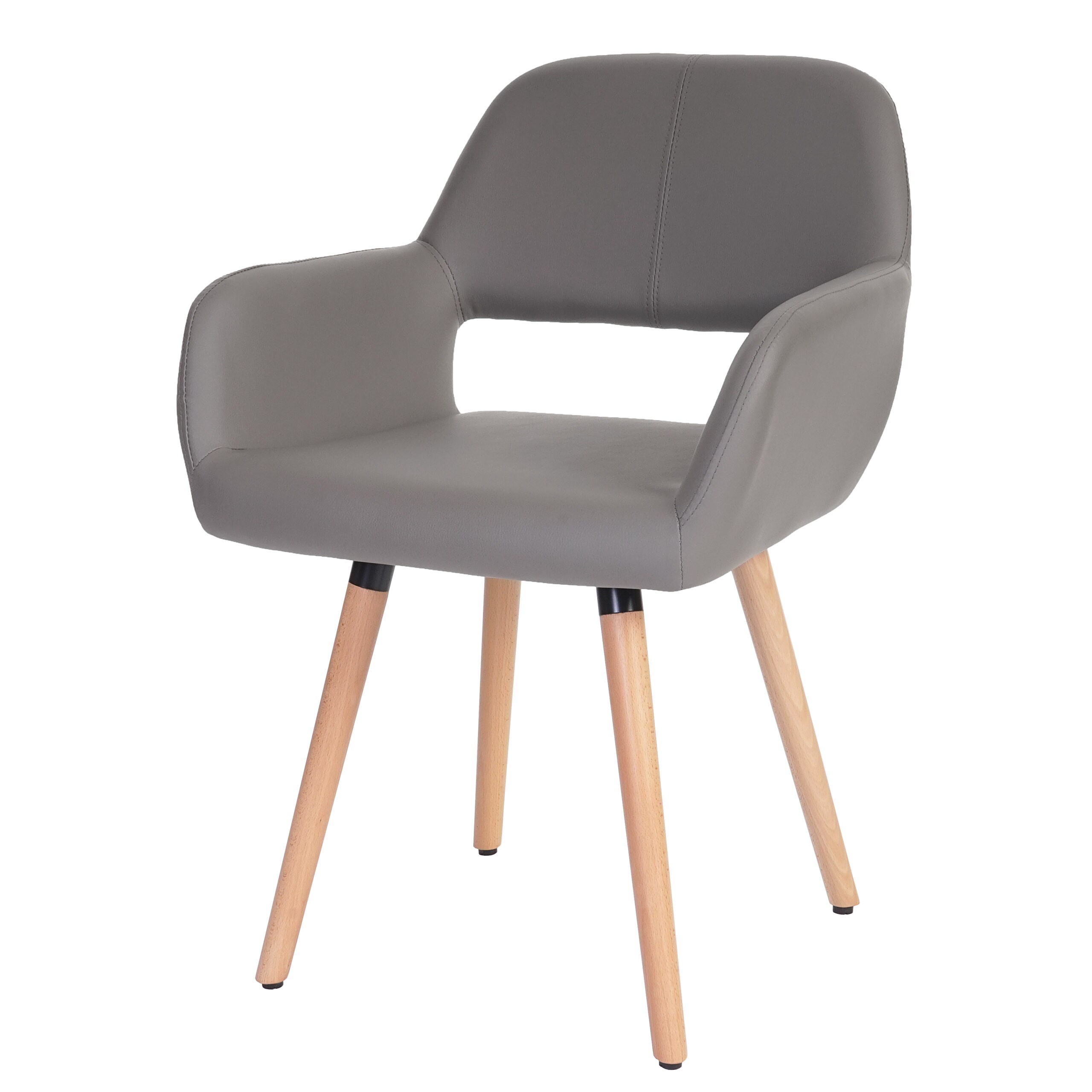 Esszimmerstuhl MCW-A50 II, Stuhl K&uuml;chenstuhl, Retro 50er Jahre Design ~ Kunstleder, taupe-grau - Bild 1