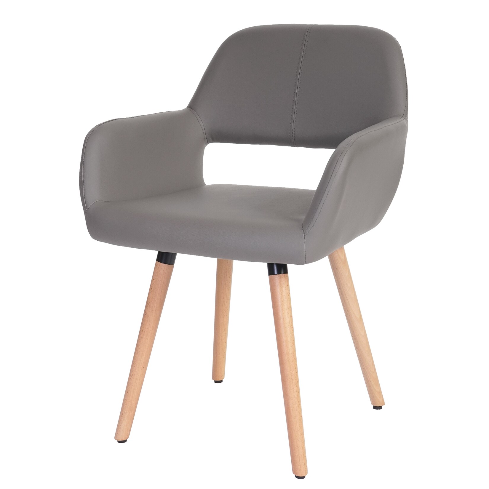 Esszimmerstuhl MCW-A50 II, Stuhl Küchenstuhl, Retro 50er Jahre Design ~ Kunstleder, taupe-grau