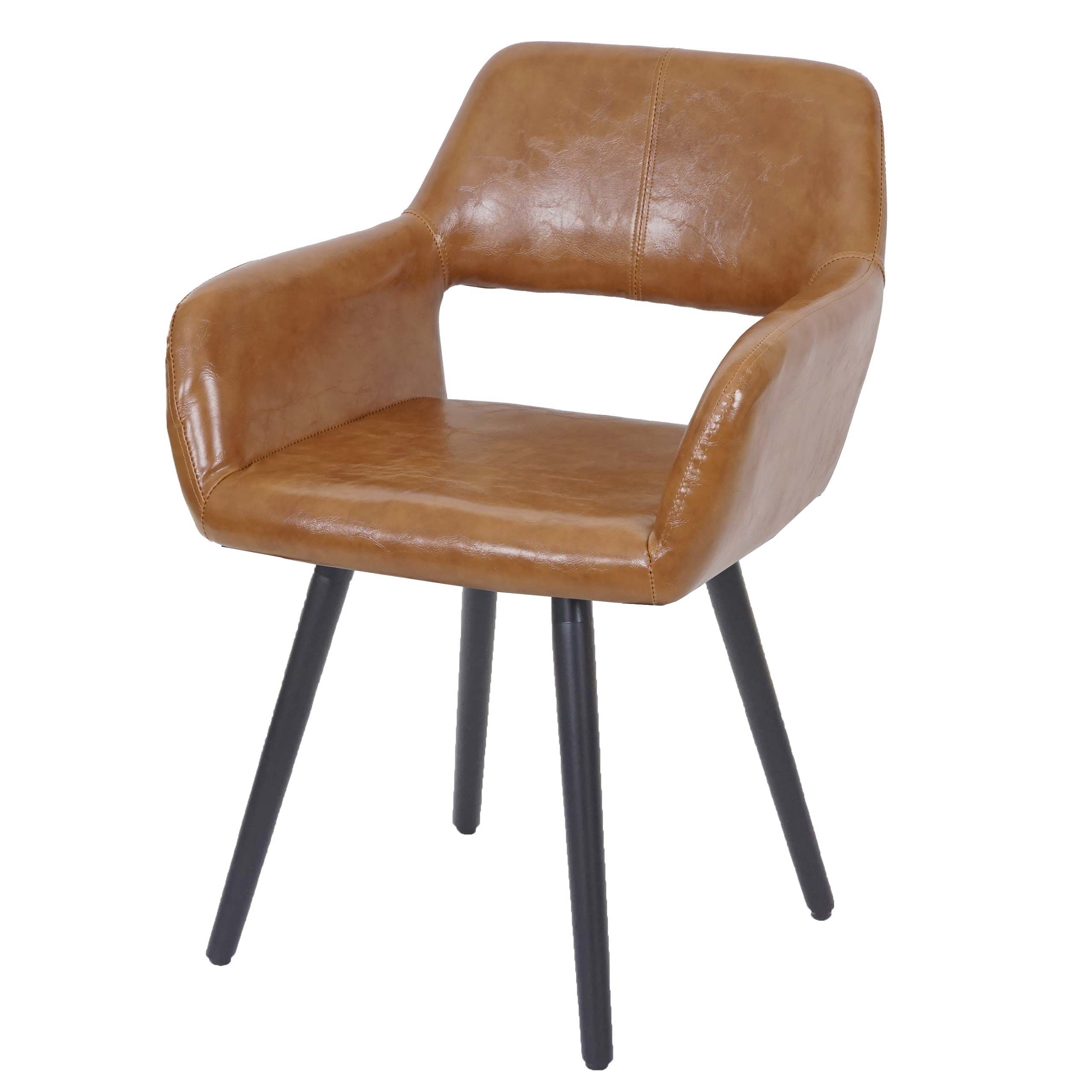 Esszimmerstuhl MCW-A50 II, Stuhl K&uuml;chenstuhl, Retro 50er Jahre Design ~ Kunstleder, Wildlederimitat, dunkle Beine - Bild 1