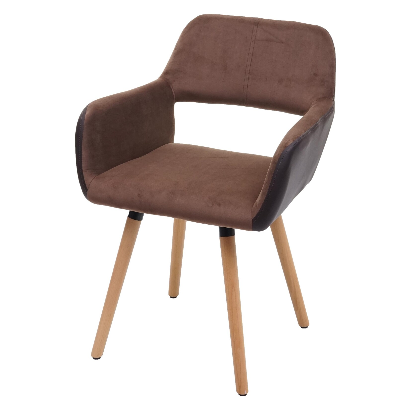 Esszimmerstuhl MCW-A50 II, Stuhl Küchenstuhl, Retro 50er Jahre Design ~ Kunstleder/Stoff, hellbraun, helle Beine