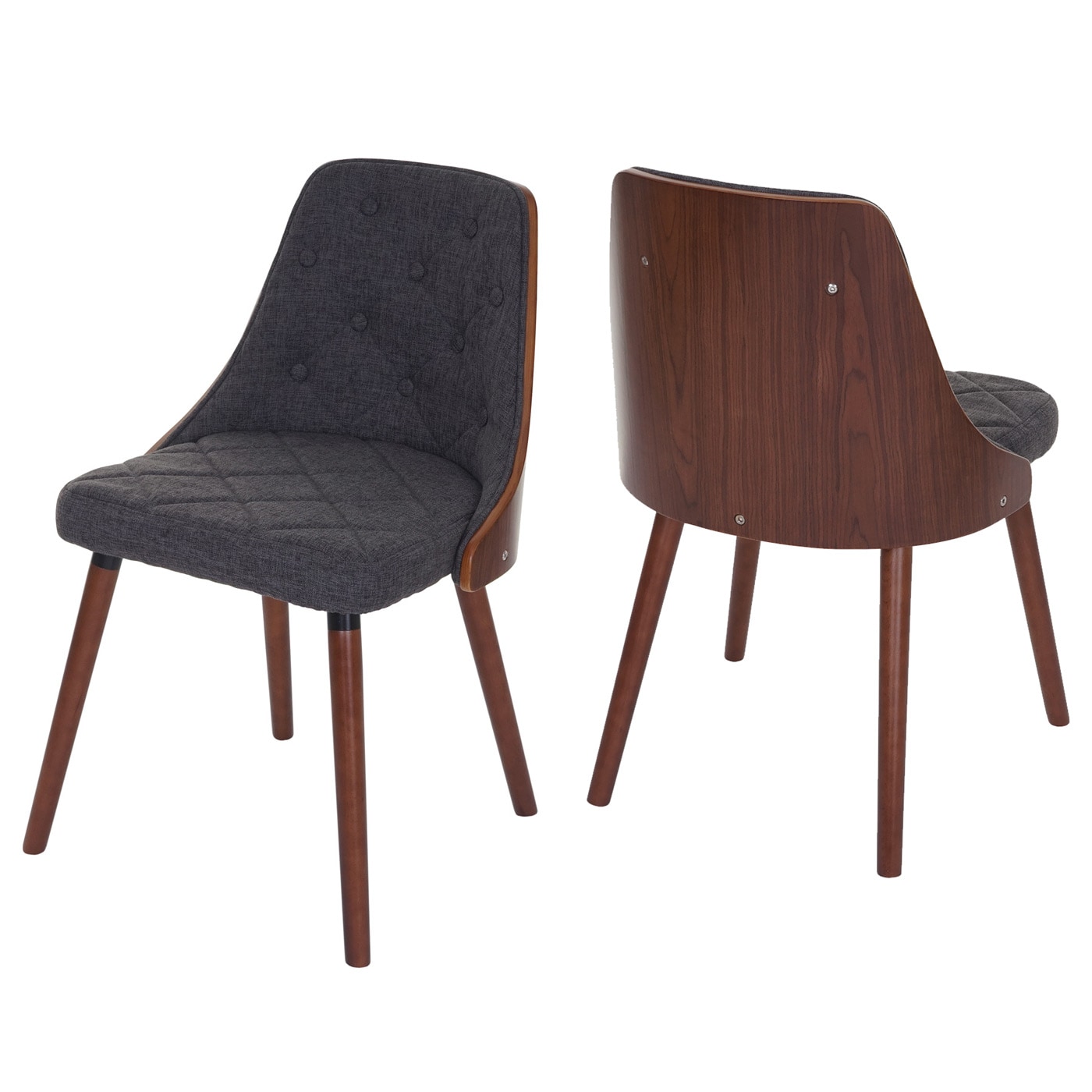 2er-Set Esszimmerstuhl MCW-A75, Besucherstuhl K&uuml;chenstuhl, Walnuss-Optik Bugholz ~ Textil grau - Bild 1