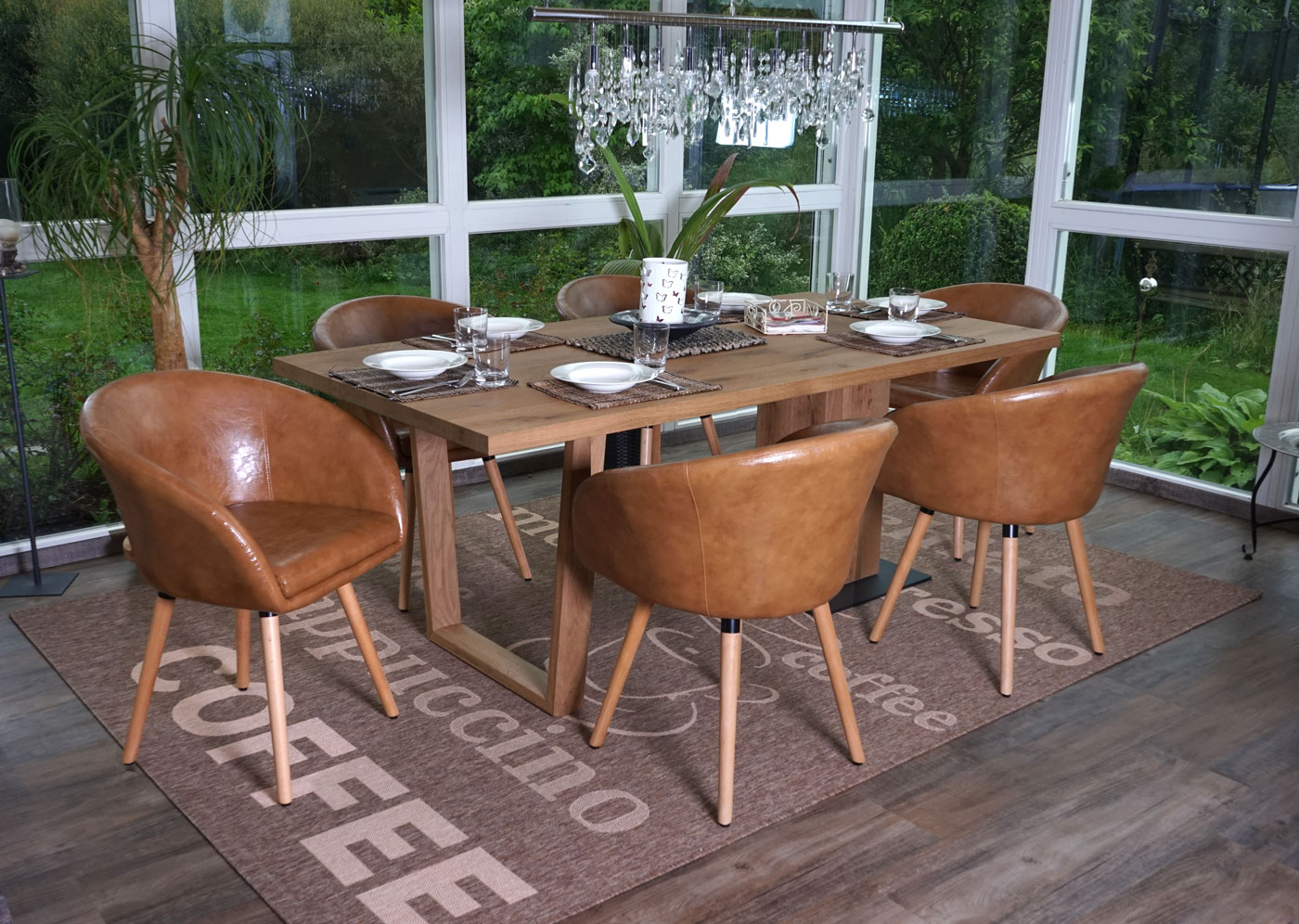 6er-Set Esszimmerstuhl Vaasa T633, Retro ~ Kunstleder, Wildlederimitat - Bild 1