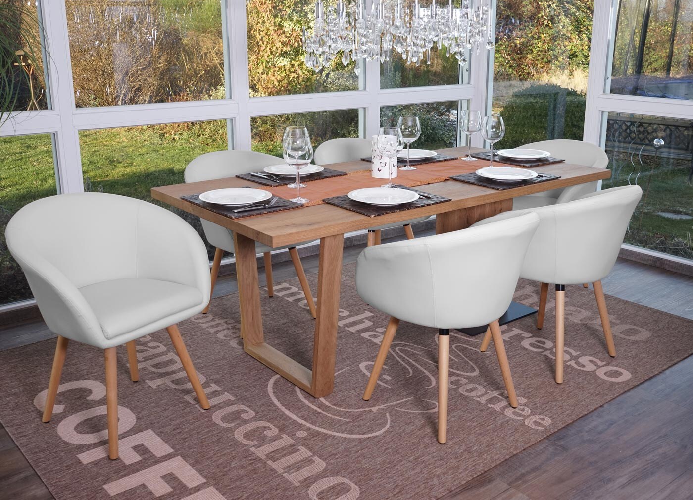 6er-Set Esszimmerstuhl Vaasa T633, Stuhl Küchenstuhl, Retro 50er Jahre Design ~ Kunstleder, weiß