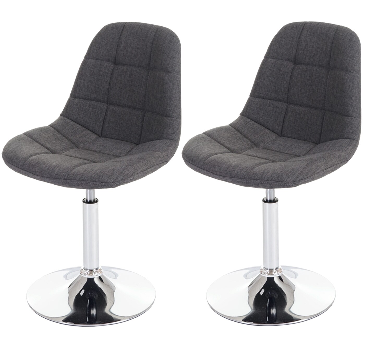 2er-Set Esszimmerstuhl MCW-A60, Dehstuhl Stuhl, Chrom ~ Textil hellgrau