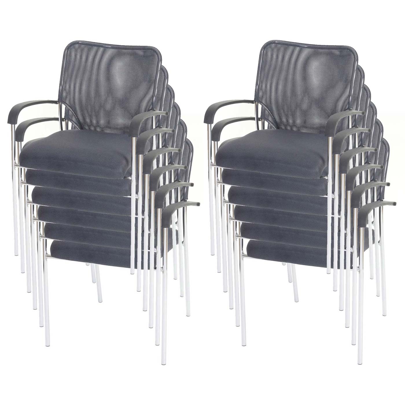 12er-Set Besucherstuhl Tucson Konferenzstuhl stapelbar, Stoff/Textil ~ Sitz grau, R&uuml;ckenfl&auml;che grau - Bild 1
