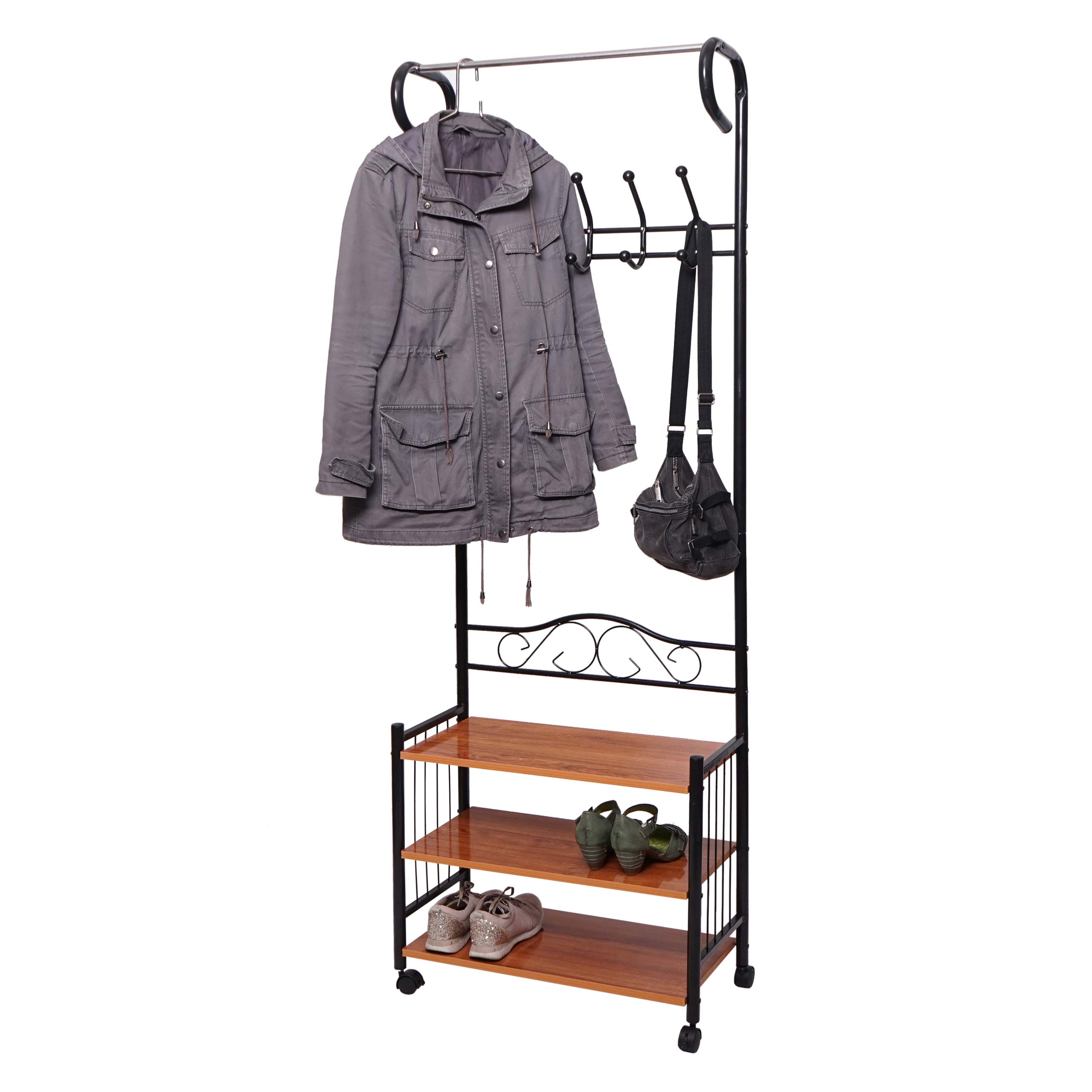 Metall-Garderobe Victoria, Standgarderobe Kleiderstange, 186x65x34cm - Bild 1