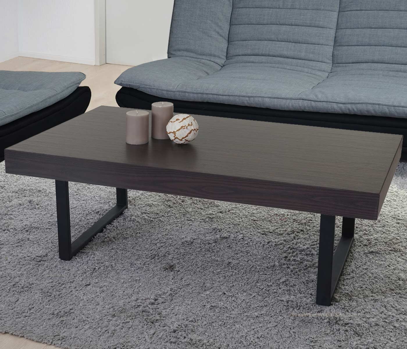 Couchtisch Genk H576, Wohnzimmertisch, MVG 40x110x60cm ~ Wenge, dunkle Metall-F&uuml;&szlig;e - Bild 1