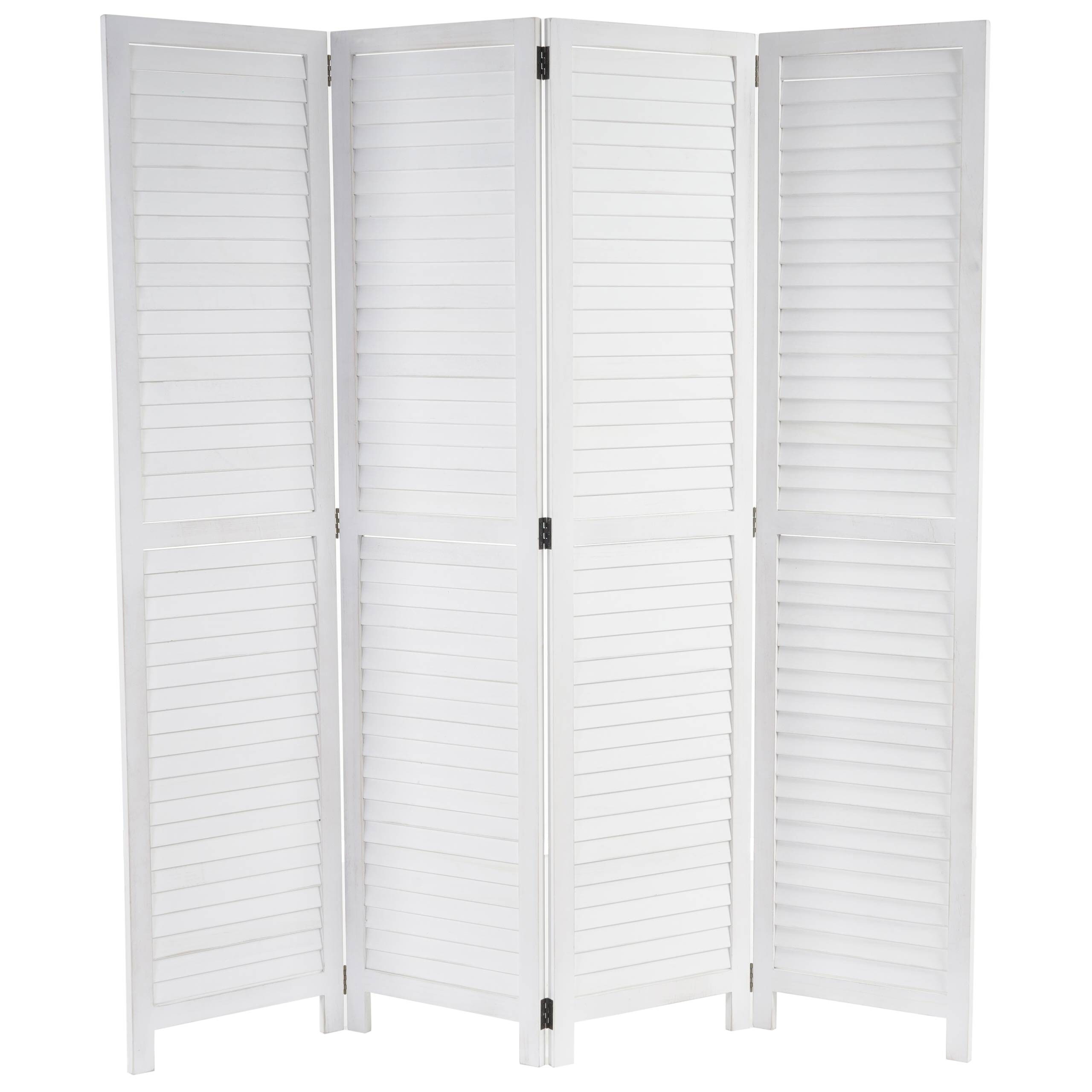 Paravent MCW-C30, Raumteiler Trennwand Sichtschutz, Shabby-Look Vintage, 170x160cm ~ wei&szlig; - Bild 1