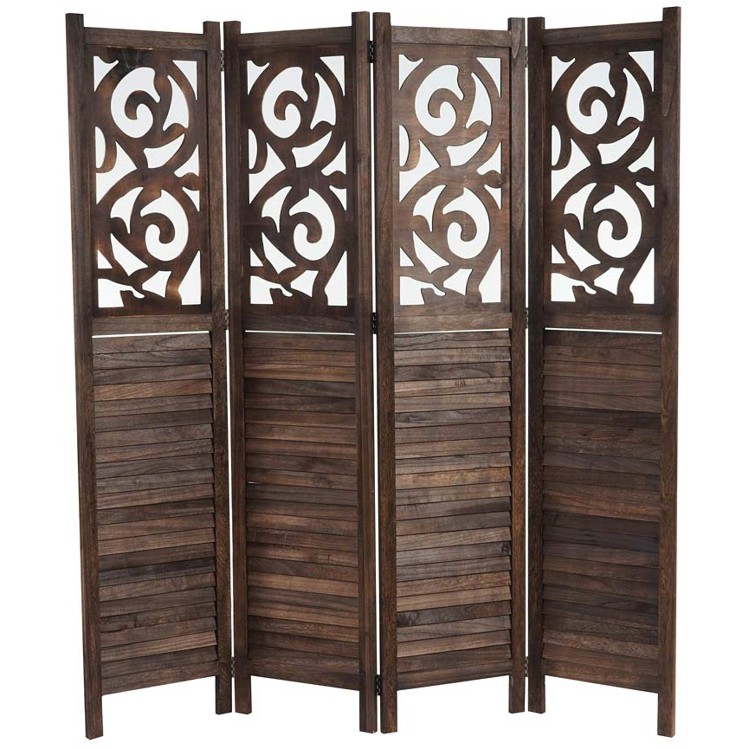 Paravent Izmir, Raumteiler Trennwand Sichtschutz, Ornamente ~ 170x161x2cm, braun - Bild 1