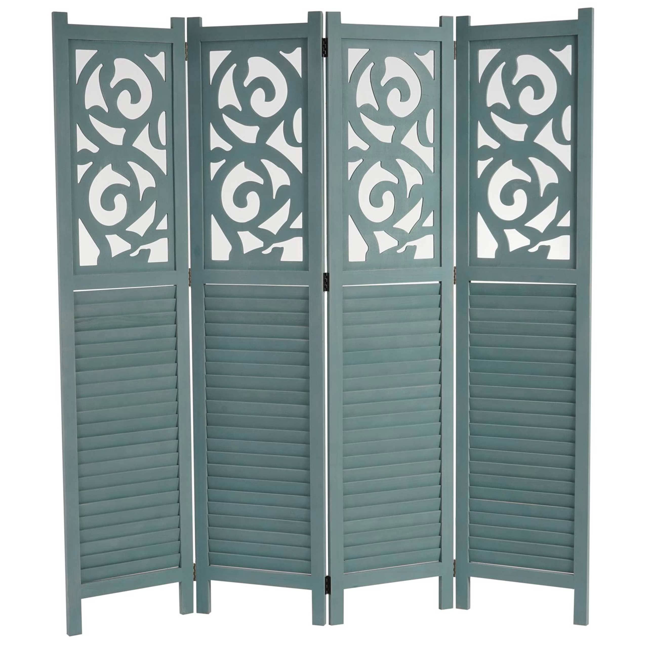 Paravent Izmir, Raumteiler Trennwand Sichtschutz, Ornamente ~ 170x161x2cm, gr&uuml;n - Bild 1