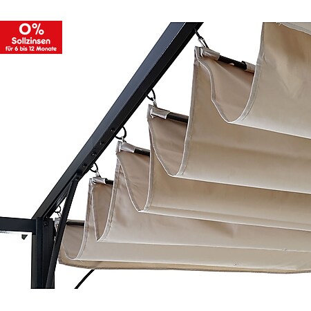 Ersatzbezug 370x300cm für Dach Pergola Pavillon MCW-C42 3,5x3,5m grau 