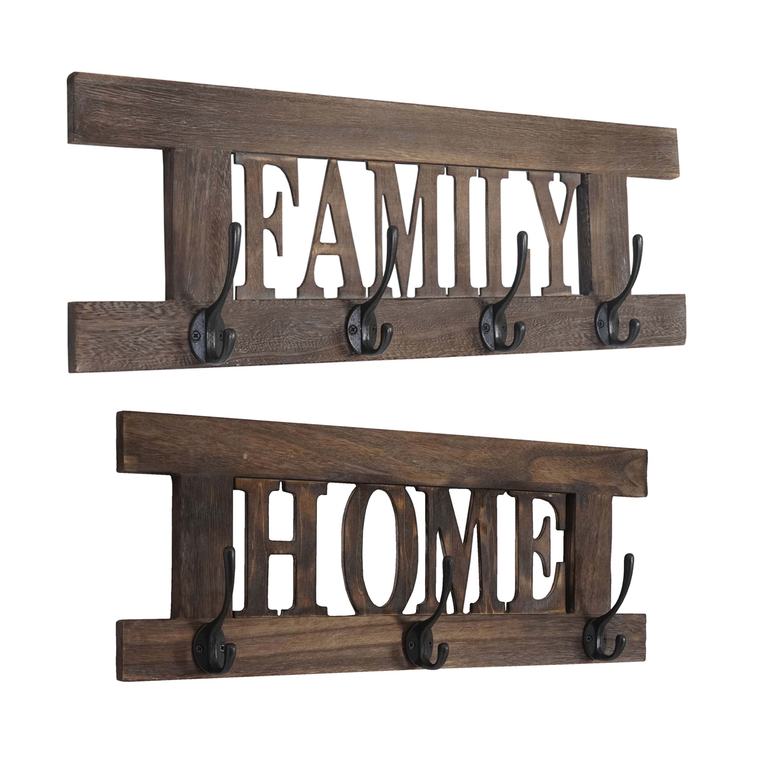 2er Wandgarderoben Set MCW-C60 Home+Family Garderobenpaneel, Shabby-Look Vintage ~ braun, shabby - Bild 1