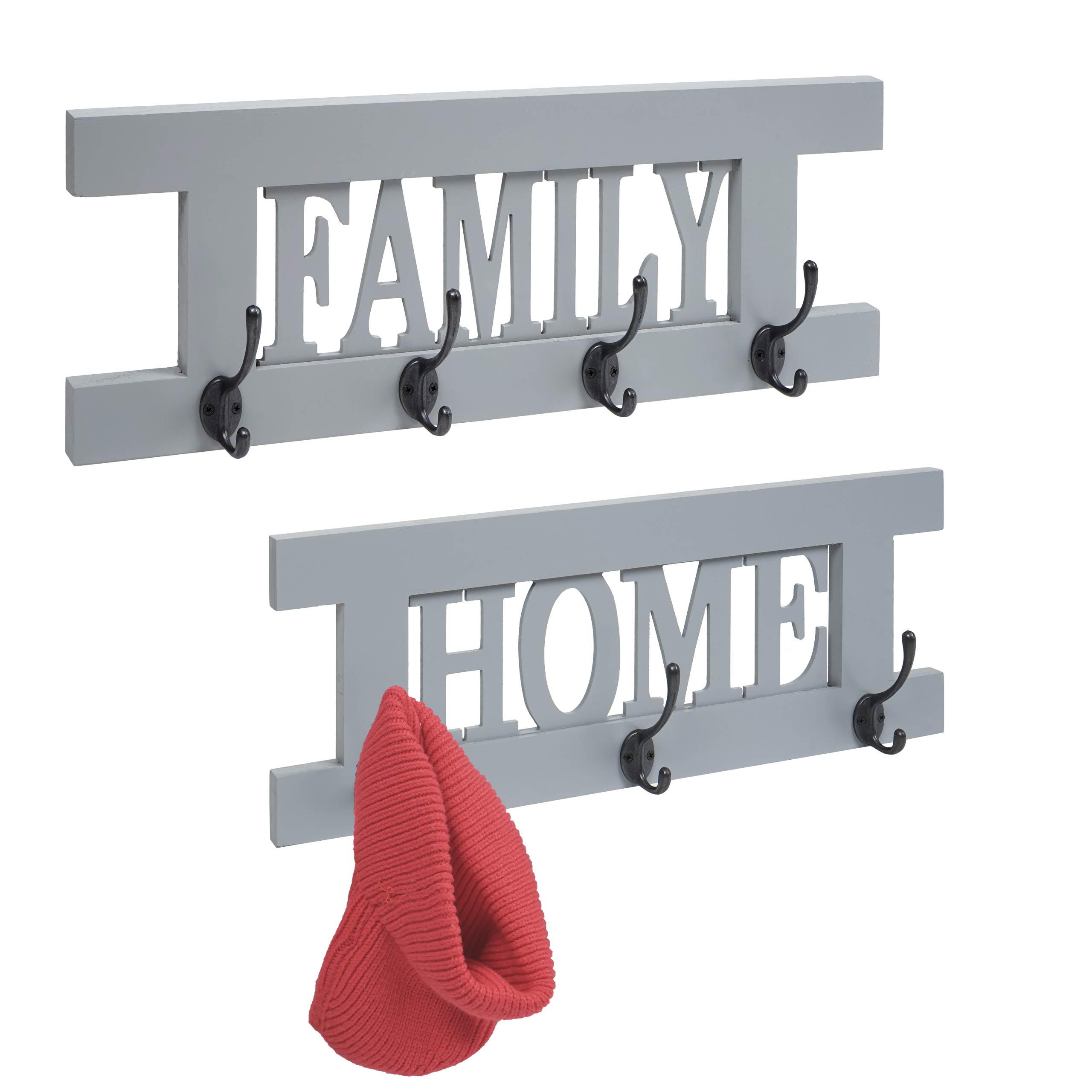 2er Wandgarderoben Set MCW-C60 Home+Family Garderobenpaneel, Shabby-Look Vintage ~ grau-blau - Bild 1