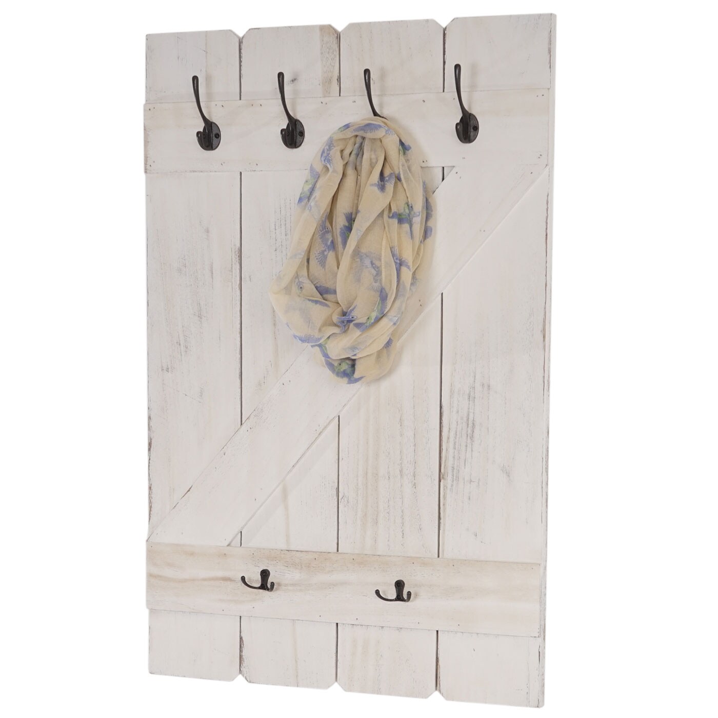 Wandgarderobe MCW-D13, Garderobe Garderobenpaneel, 6 Haken 91x60cm ~ shabby-weiß | 04057651083964