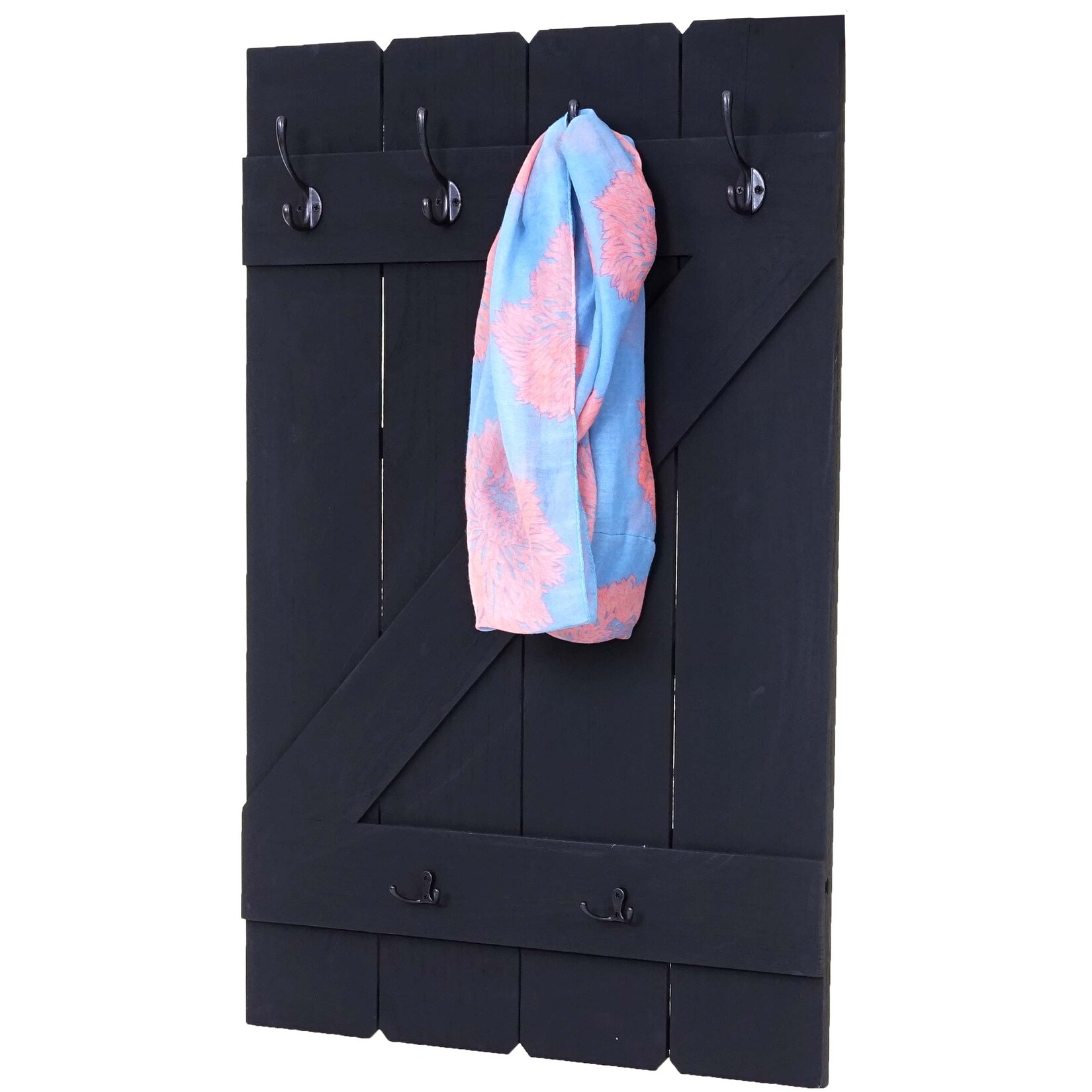 Wandgarderobe MCW-D13, Garderobe Garderobenpaneel, 6 Haken 91x60cm ~ dunkelgrau shabby