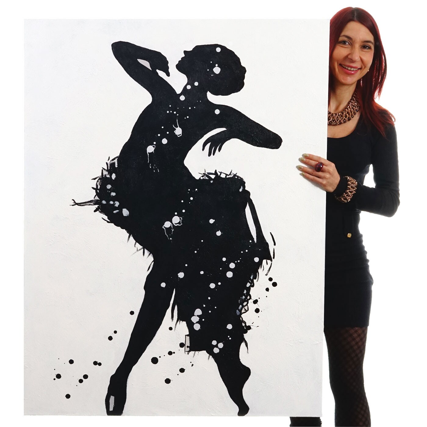 Wandbild Tänzerin, 100% handgemaltes Ölgemälde Gemälde XL, 120x90cm