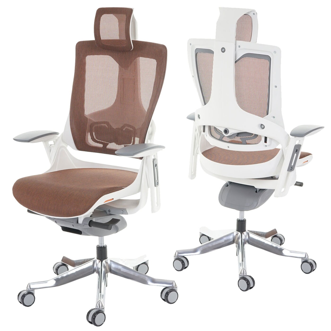 Bürostuhl MERRYFAIR Adelaide, Schreibtischstuhl Drehstuhl, Polster/Netz, ergonomisch ~ mandarin