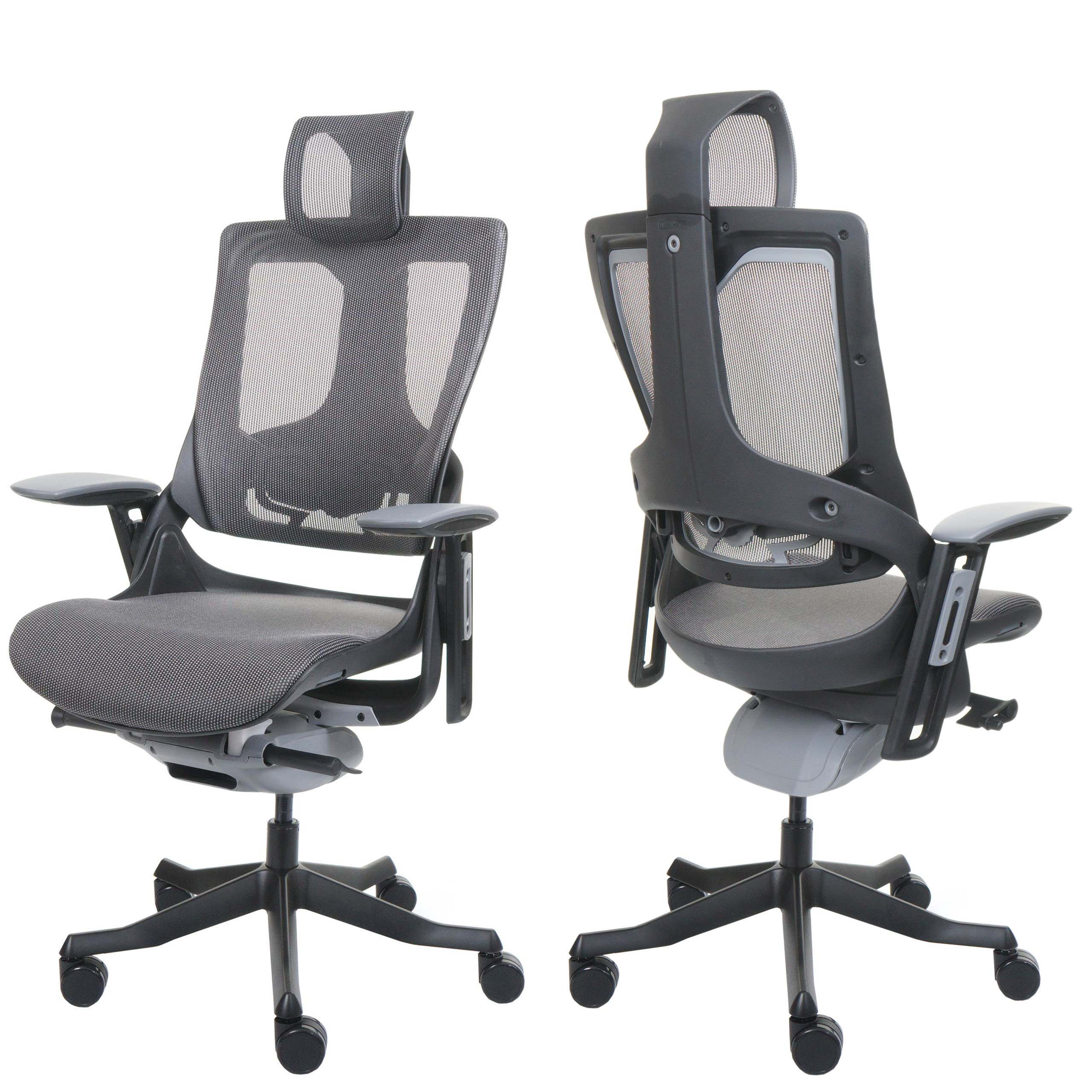 B&uuml;rostuhl Adelaide Wau 2, Schreibtischstuhl Drehstuhl, Polster/Netz, ergonomisch ~ schwarz-grau, Gestell schwarz - Bild 1