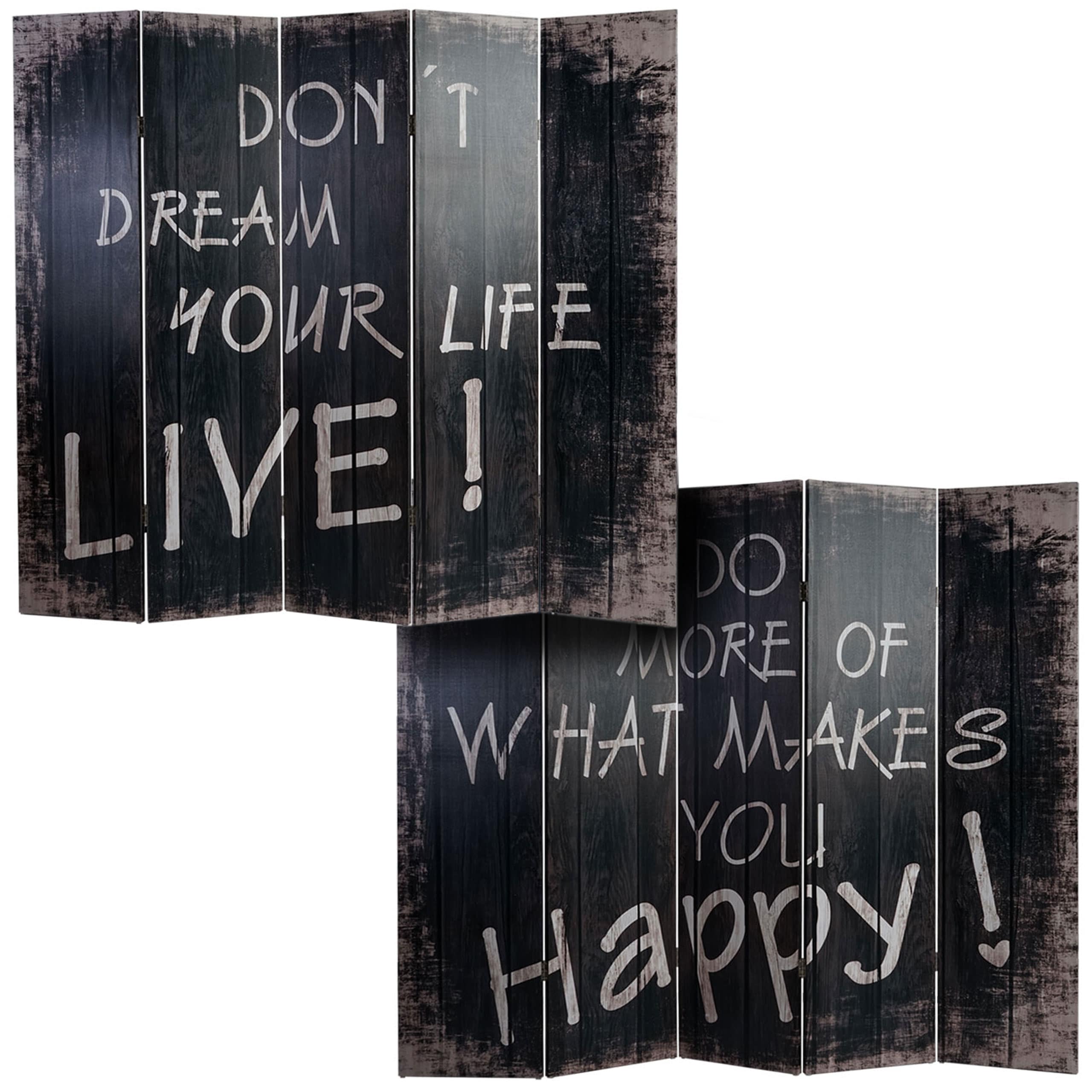 Foto-Paravent Retro, Paravent Raumteiler Trennwand ~ 180x200cm, Spruch - Bild 1