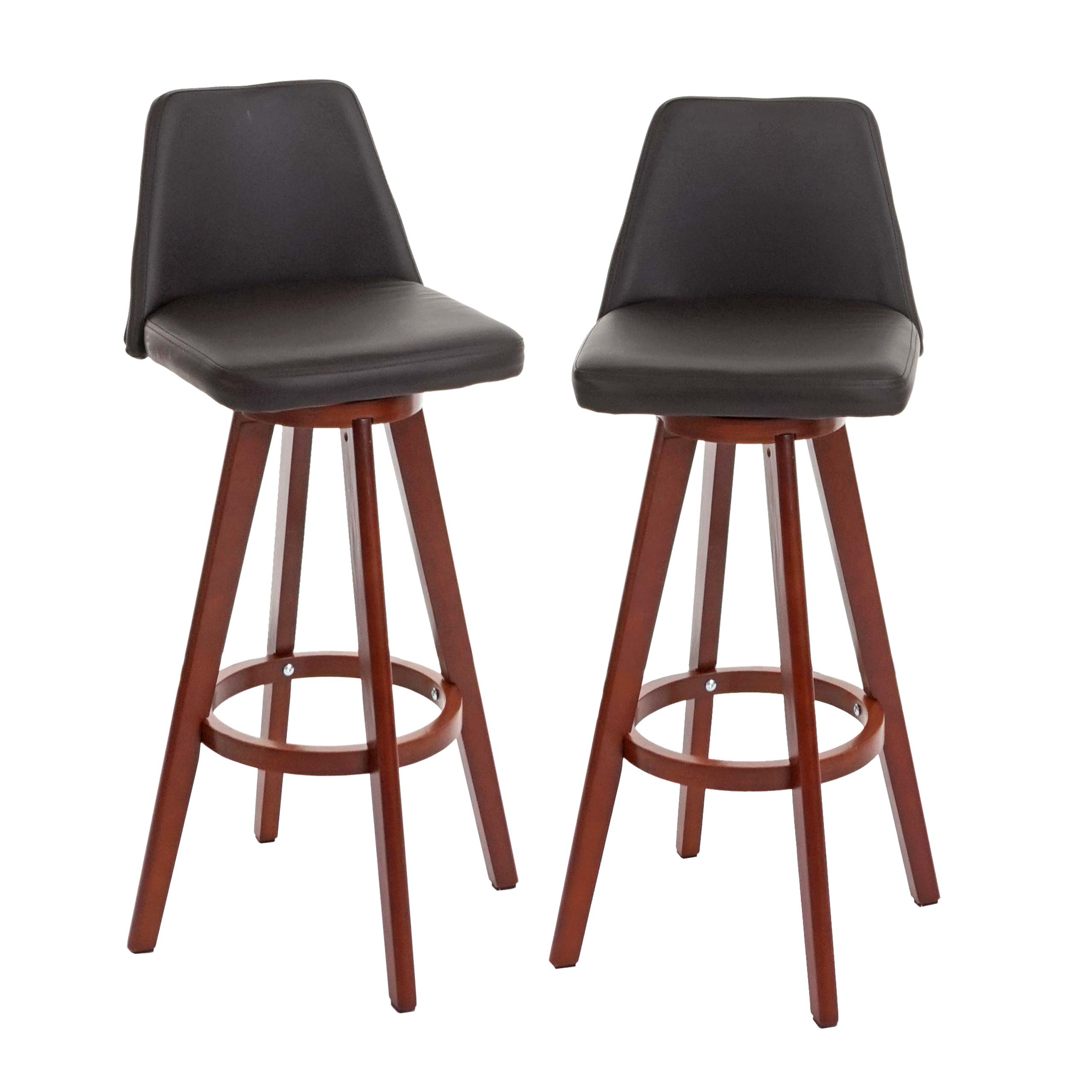 2er-Set Barhocker MCW-C43, Barstuhl Tresenhocker, Holz Kunstleder drehbar MVG-zertifiziert~ braun - Bild 1