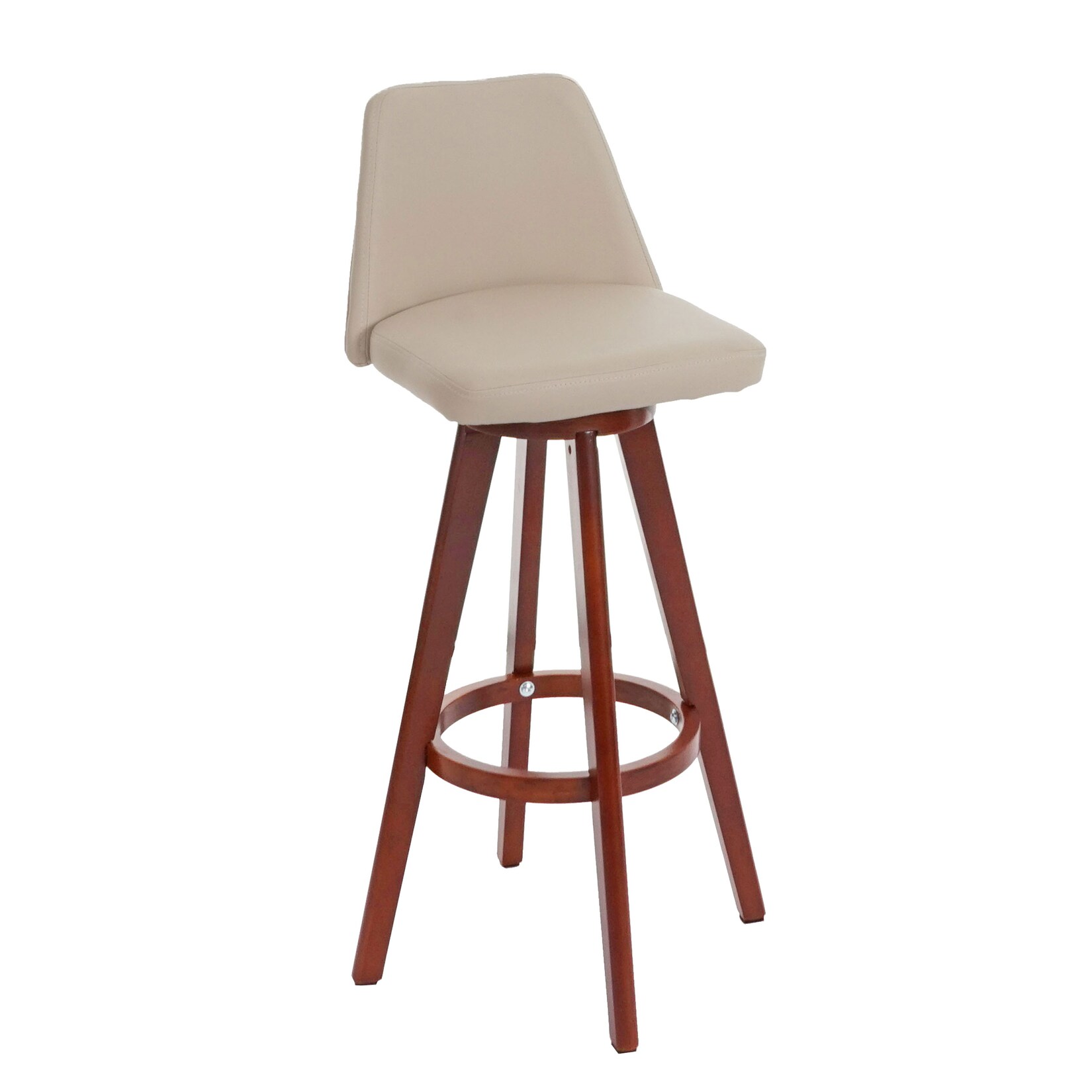 Barhocker MCW-C43, Barstuhl Tresenhocker, Holz Kunstleder drehbar ~ creme
