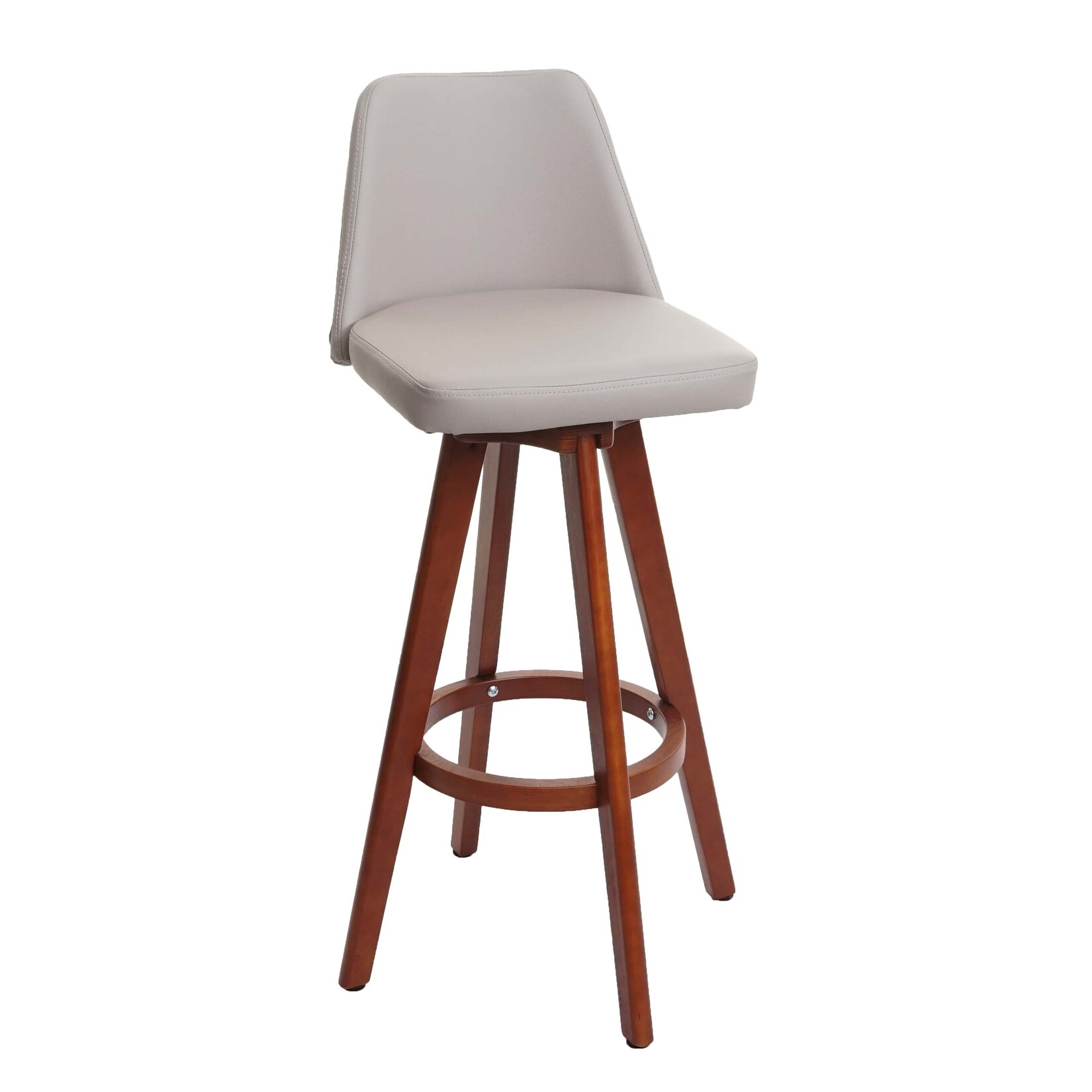 Barhocker MCW-C43, Barstuhl Tresenhocker, Holz Kunstleder drehbar ~ taupe | 04057651496221