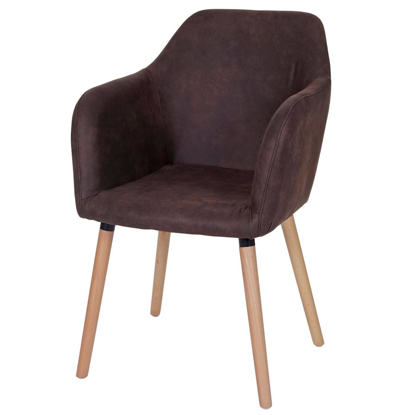 Esszimmerstuhl Vaasa T381, Stuhl Küchenstuhl, Retro 50er Jahre Design ~ Textil, vintage dunkelbraun, helle Beine