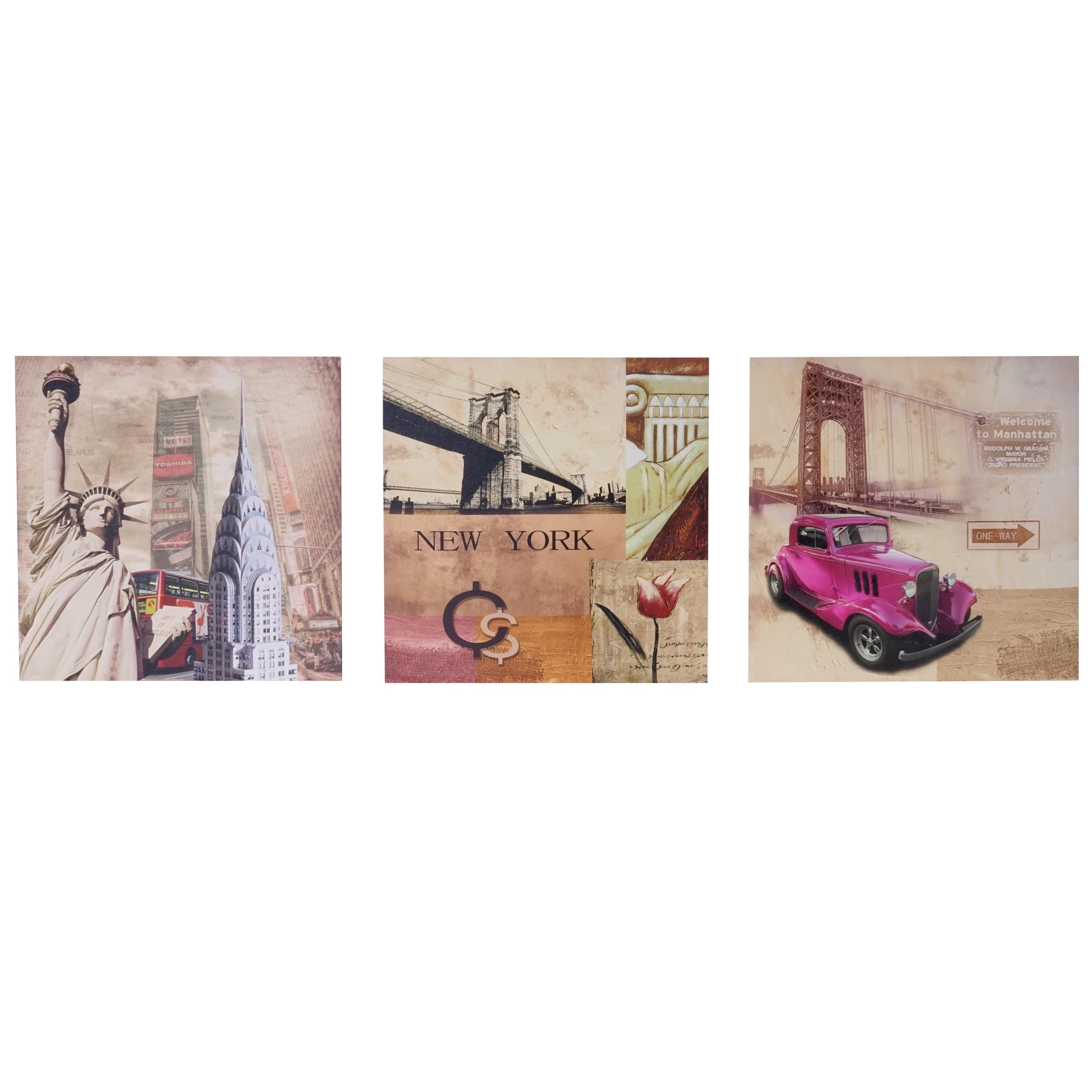 Leinwandbild H376, Wandbild Keilrahmenbild Kunstdruck, 3-teilig 150x50cm ~ New York - Bild 1