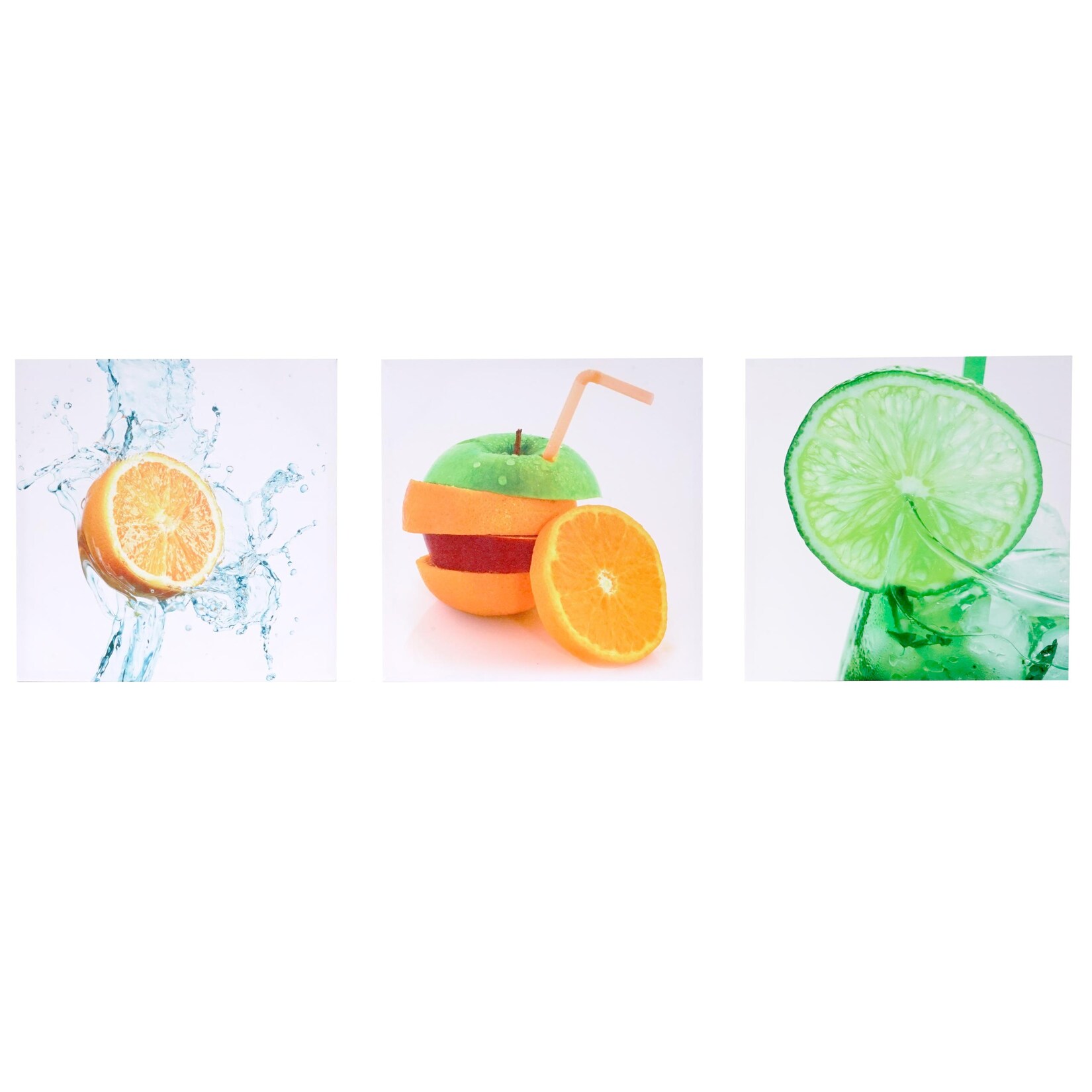 Leinwandbild H376, Wandbild Keilrahmenbild Kunstdruck, 3-teilig 150x50cm ~ Obst | 04052826177776