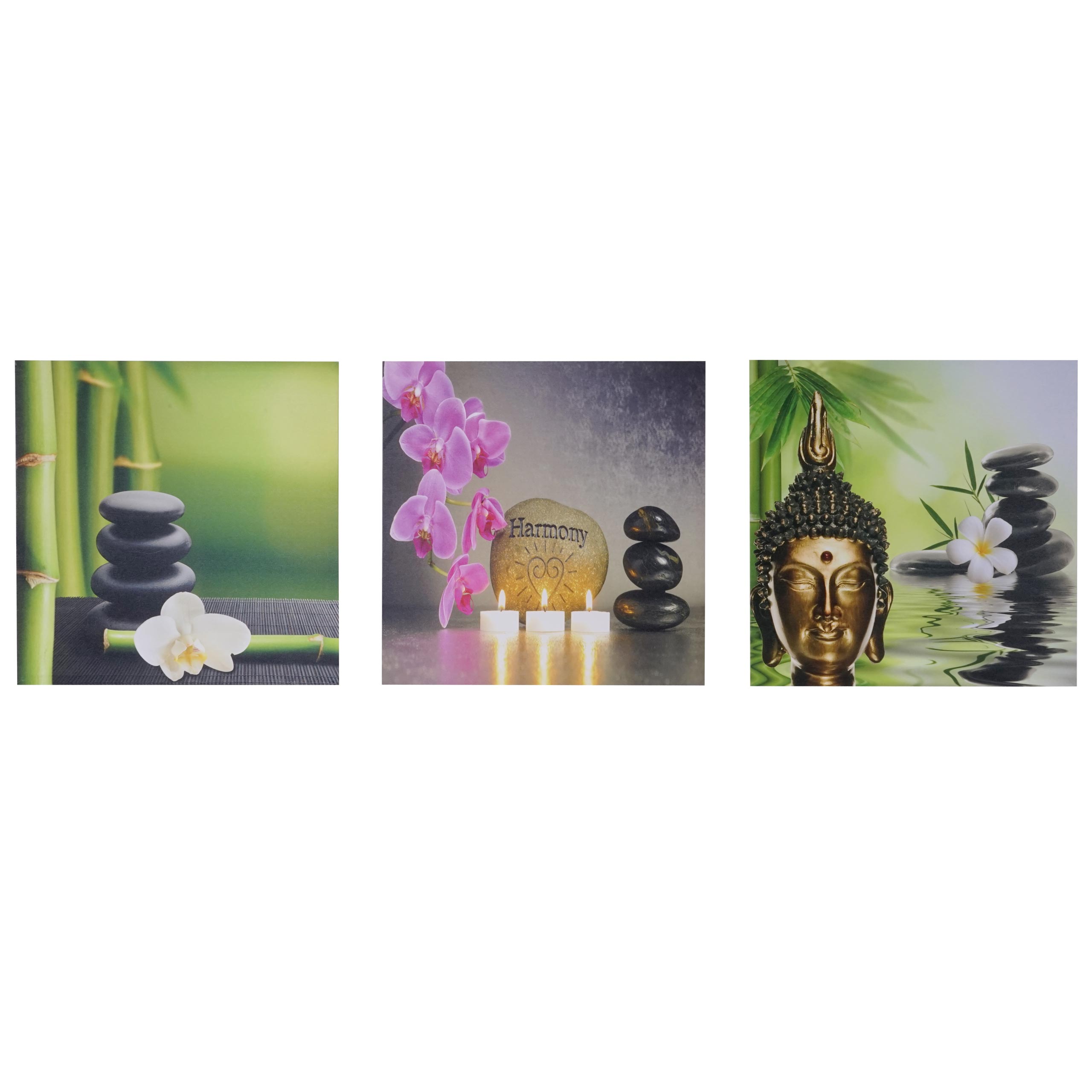 Leinwandbild H376, Wandbild Keilrahmenbild Kunstdruck, 3-teilig 150x50cm ~ Buddha - Bild 1