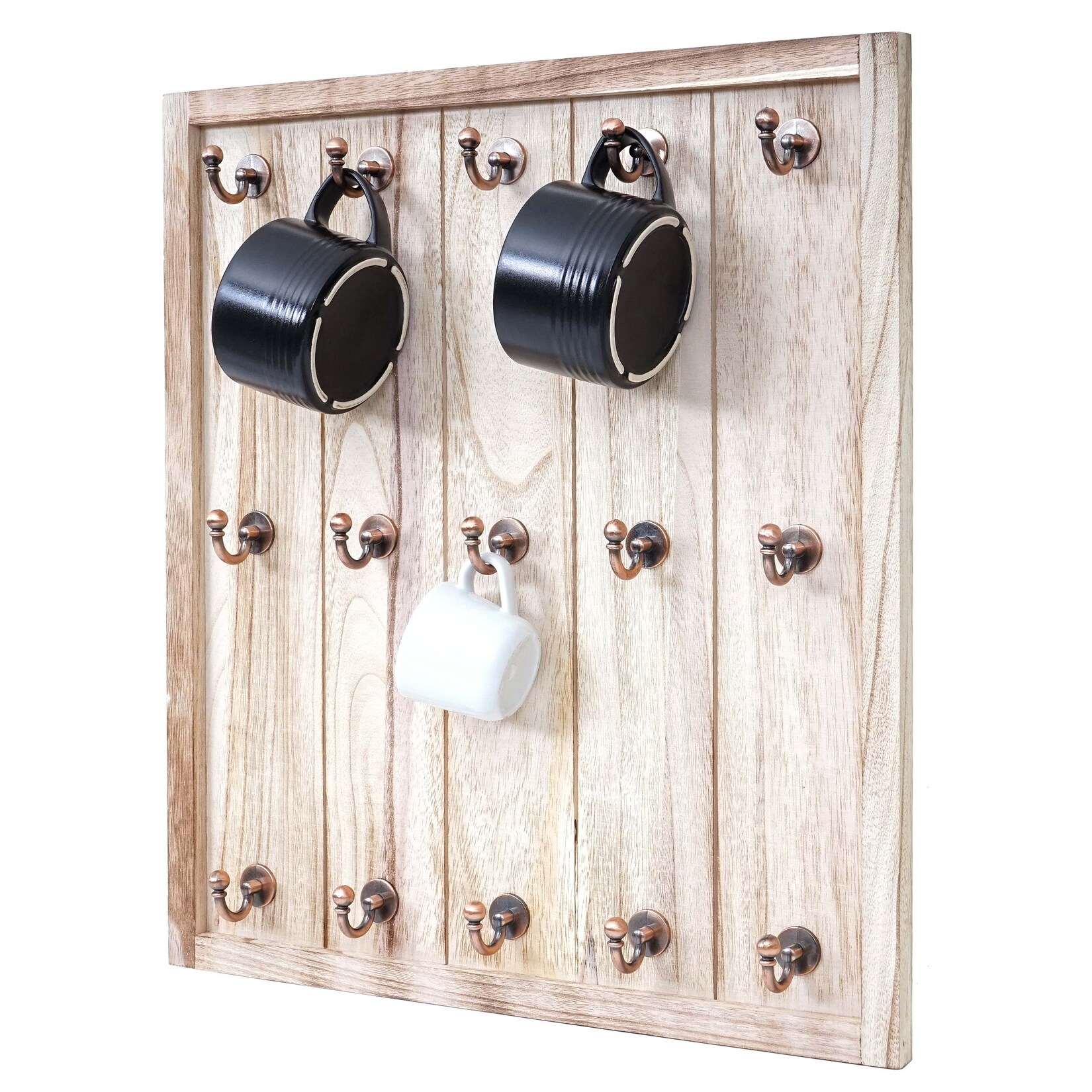 Tassenhalter Monaco, Hängeregal Tassenbrett Wandboard, Shabby-Look Vintage 50x45x5cm ~ natur | 04057651344669