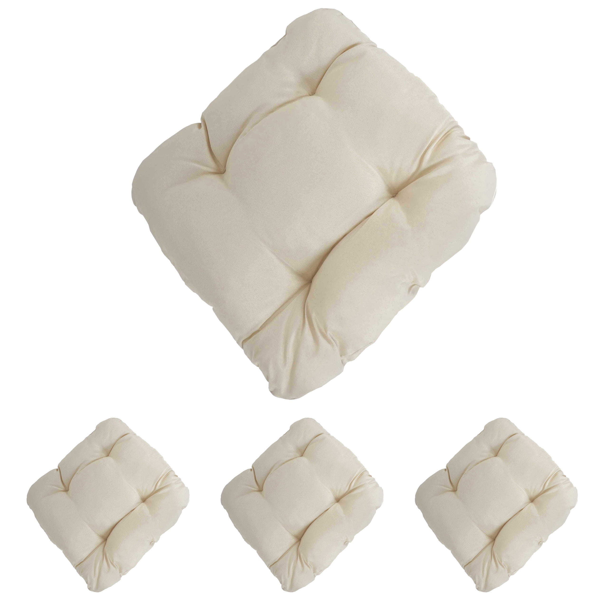 4er-Set Sitzkissen Milano, Stuhlkissen Kissen, 41x38x8cm ~ creme - Bild 1