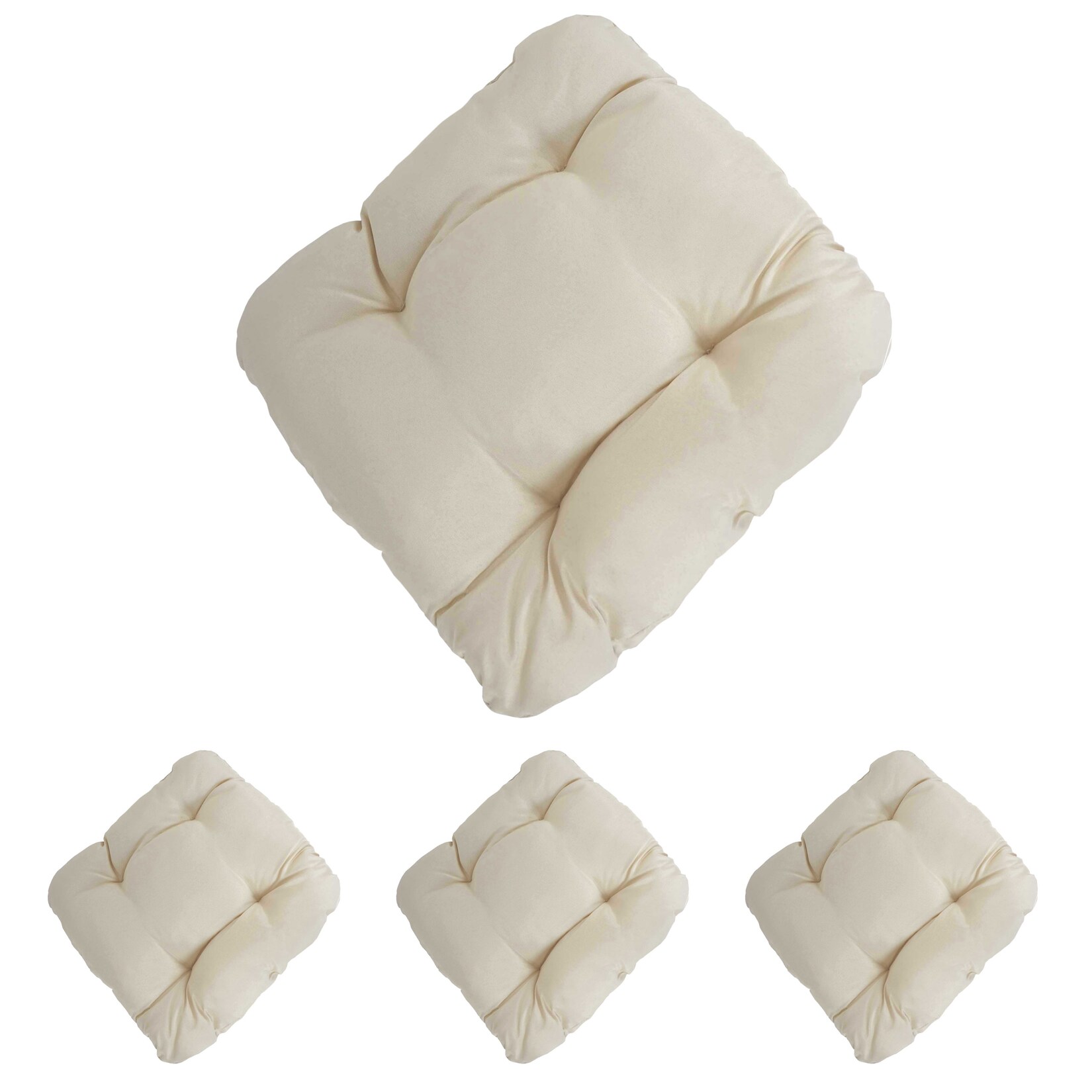 4er-Set Sitzkissen Milano, Stuhlkissen Kissen, 41x38x8cm ~ creme | 04057651117249