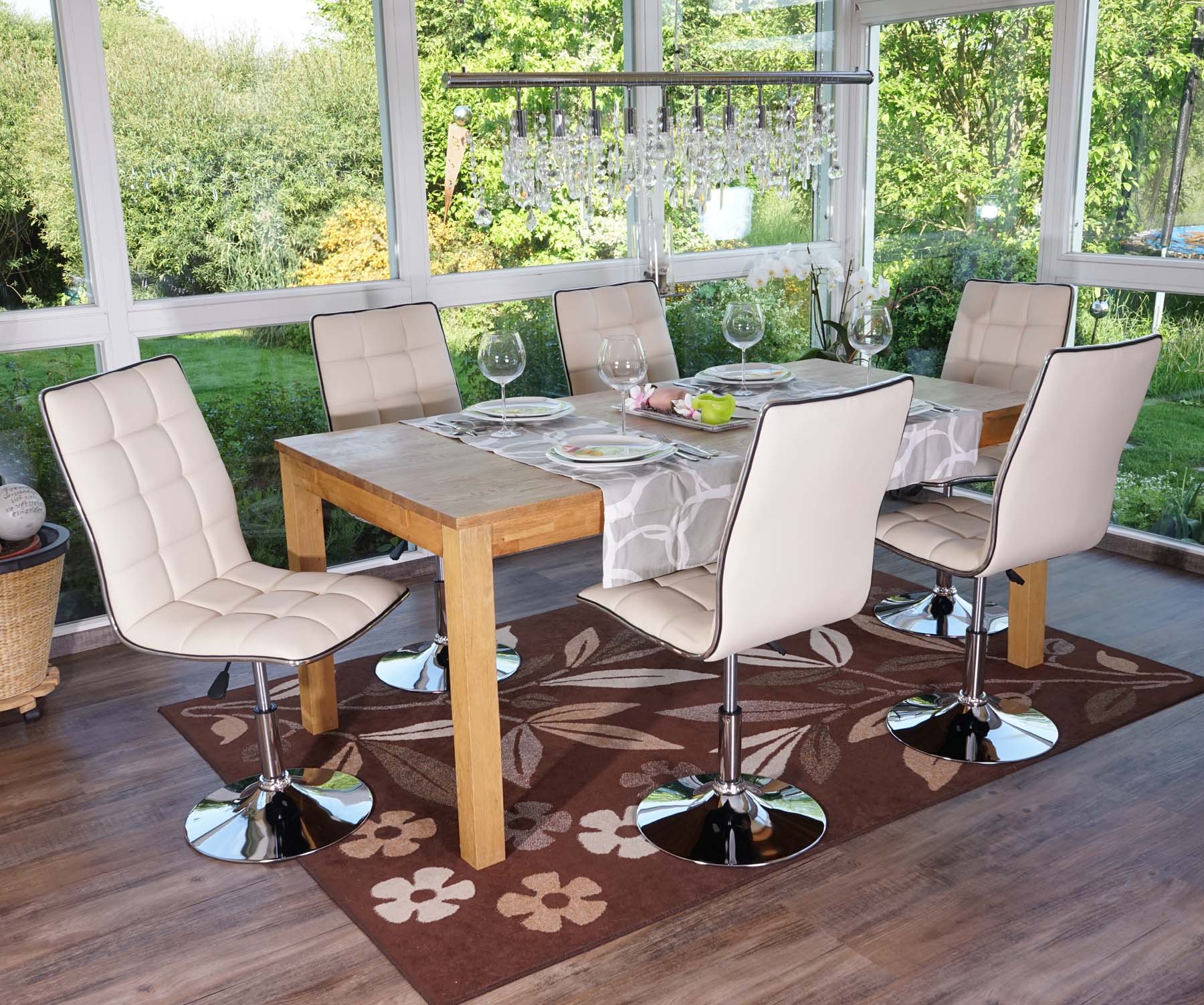 6er-Set Esszimmerstuhl MCW-C41, Stuhl K&uuml;chenstuhl, h&ouml;henverstellbar drehbar, Kunstleder MVG-zertifiziert ~ creme - Bild 1