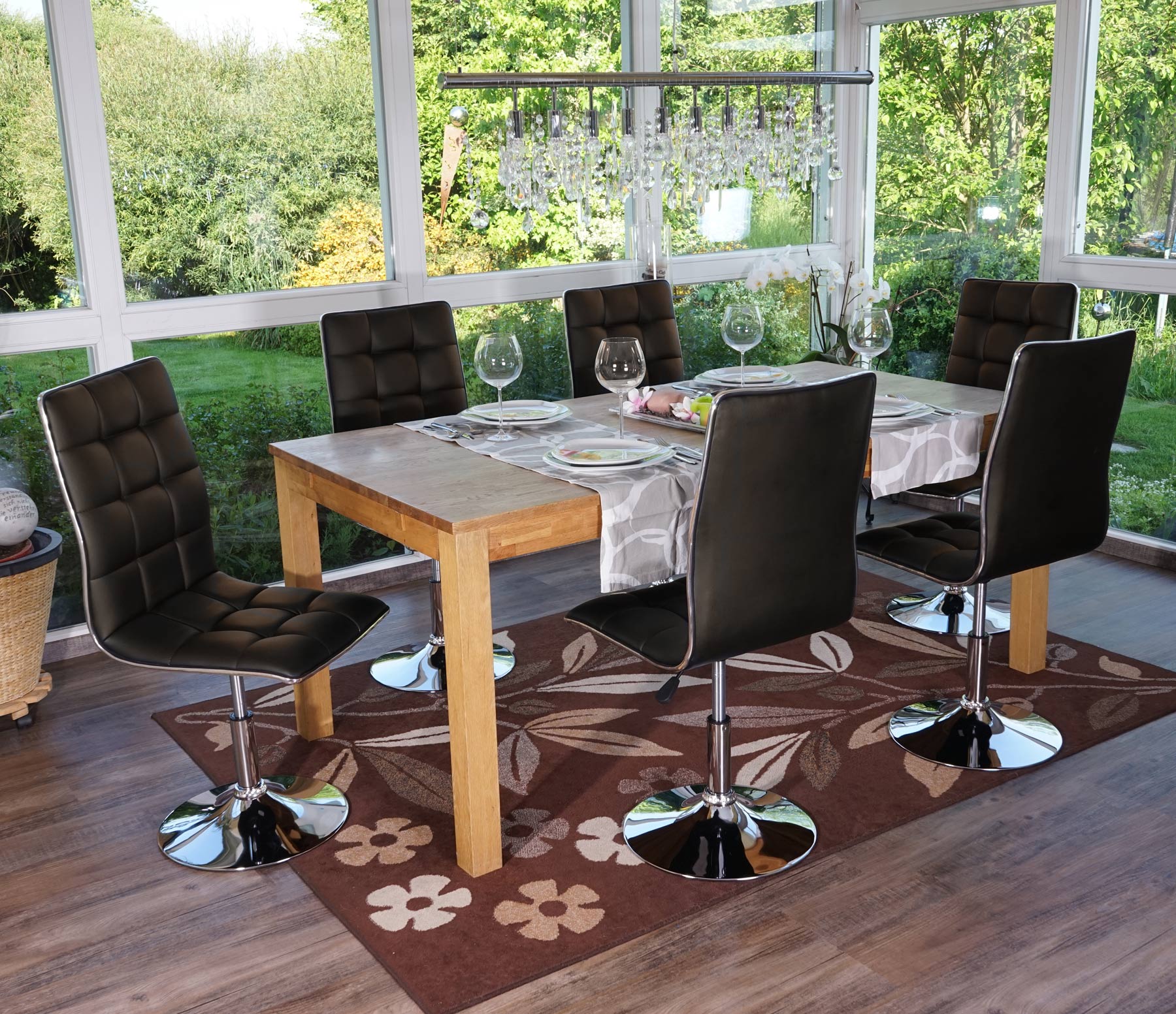 6er-Set Esszimmerstuhl MCW-C41, Stuhl K&uuml;chenstuhl, h&ouml;henverstellbar drehbar, Kunstleder MVG-zertifiziert ~ braun - Bild 1