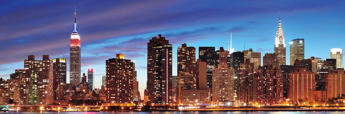 LED-Bild, Leinwandbild Wandbild Leuchtbild, Timer MVG-zertifiziert ~ 120x40cm New York, flackernd - Bild 1