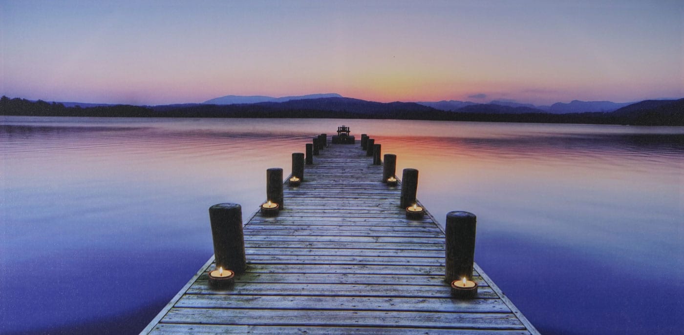 LED-Bild, Leinwandbild Wandbild Leuchtbild, Timer MVG-zertifiziert ~ 110x55cm Steg, flackernd - Bild 1