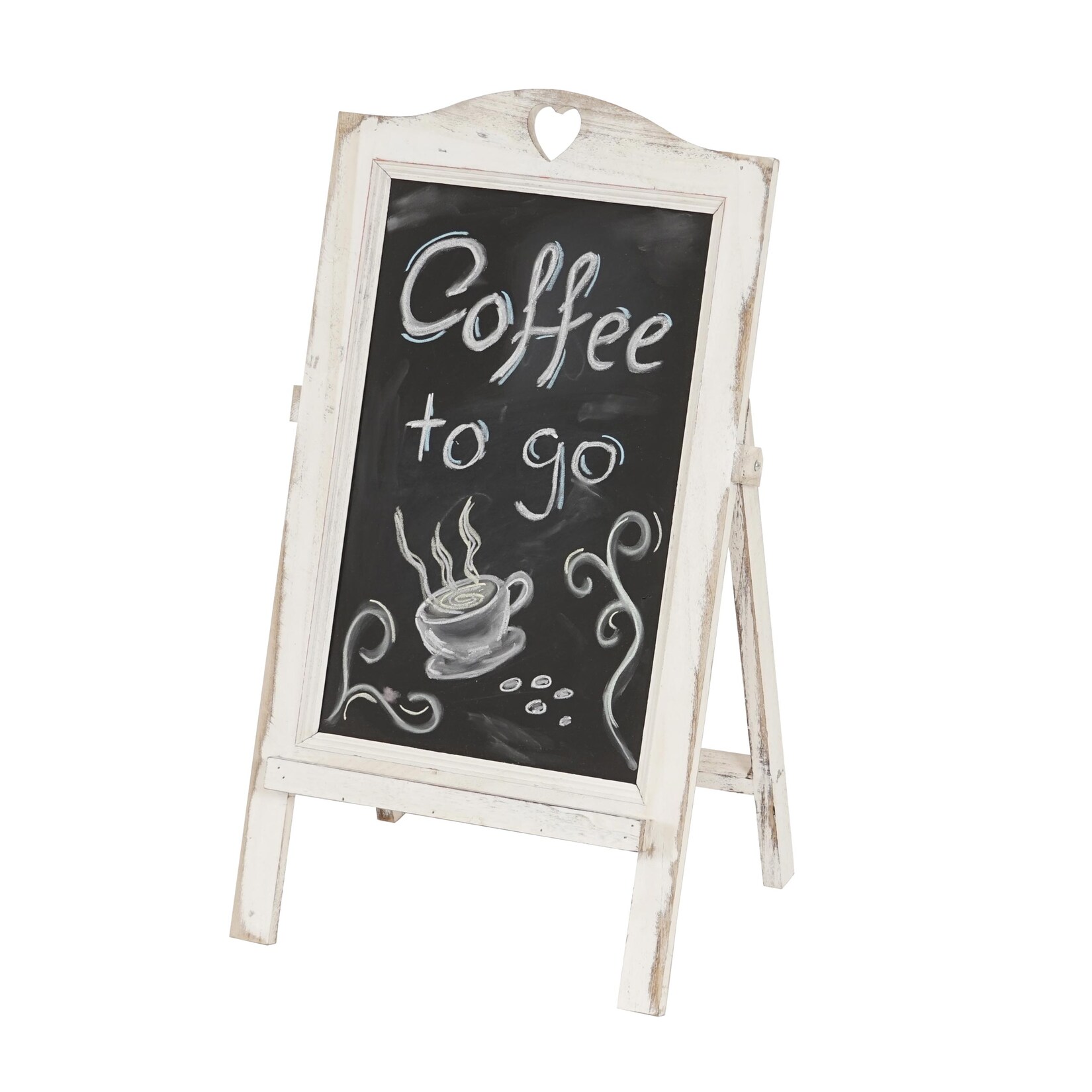 Werbetafel MCW-E51, Aufsteller Kreidetafel, 66x37x27cm Shabby-Look Vintage ~ weiß | 04052826181919