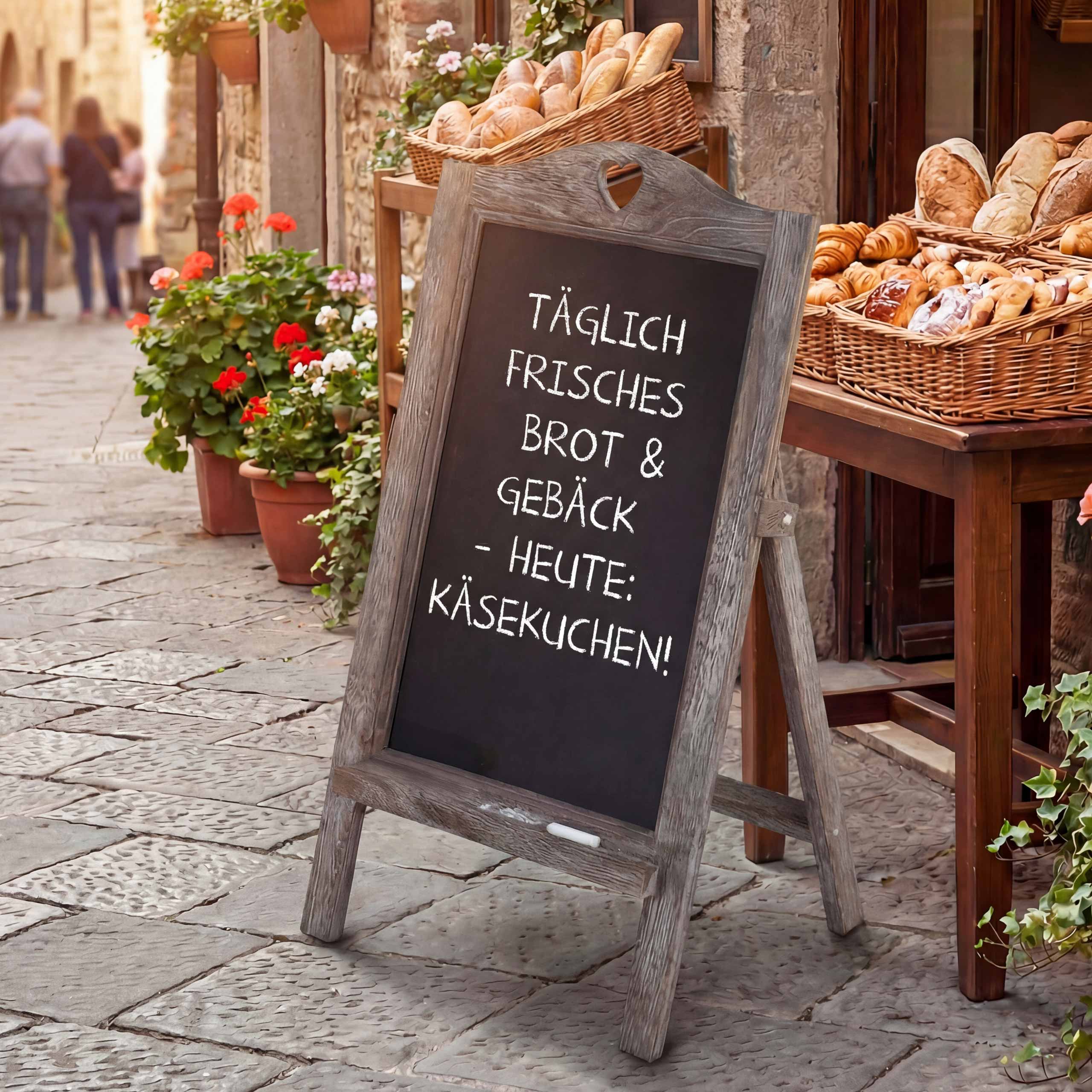 Werbetafel MCW-E51, Aufsteller Kreidetafel, 66x37x27cm Shabby-Look Vintage ~ braun - Bild 1