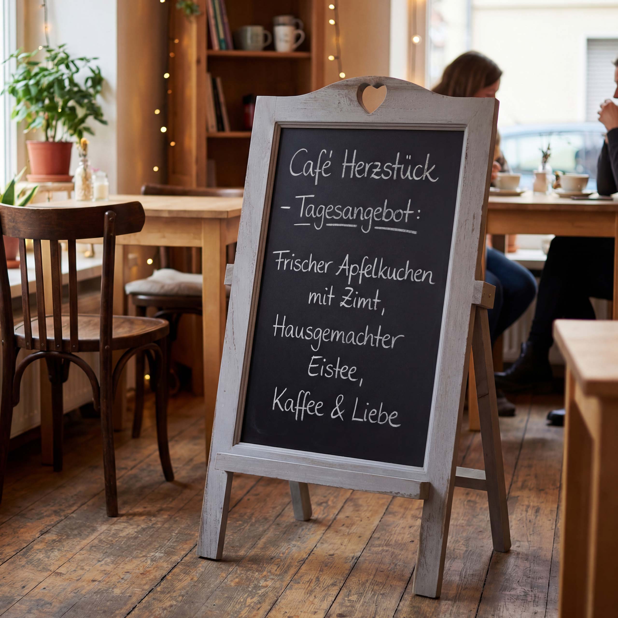 Werbetafel MCW-E51, Aufsteller Kreidetafel, 66x37x27cm Shabby-Look Vintage ~ grau - Bild 1